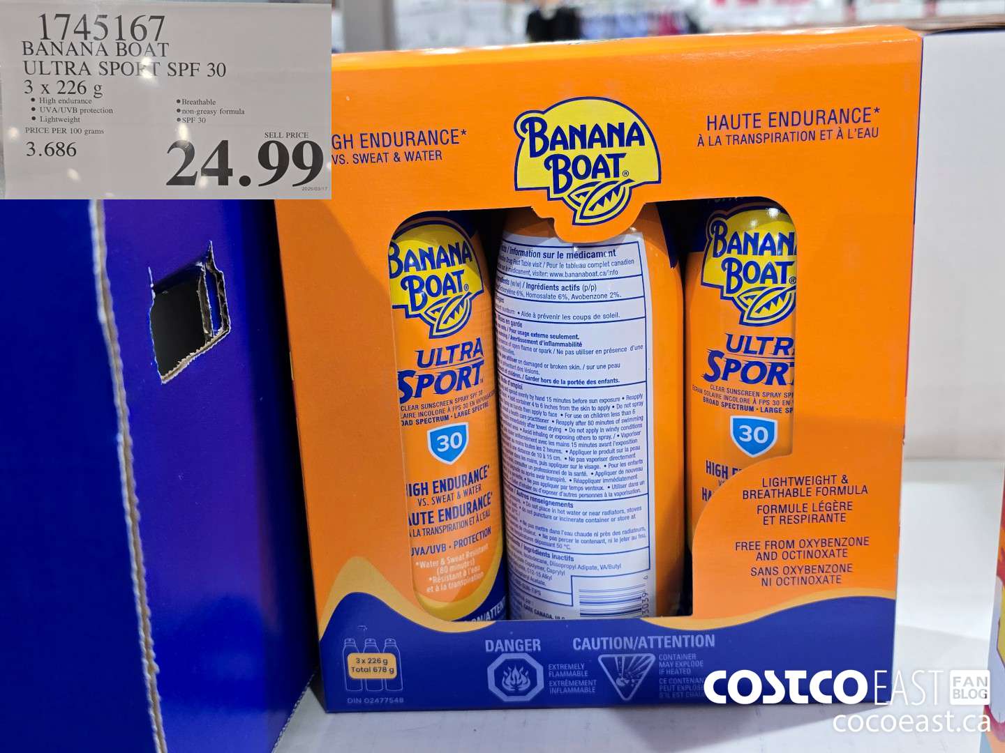 1745167 BANANA BOAT ULTRA SPORT SPF 30 3 X 226 G $24.99