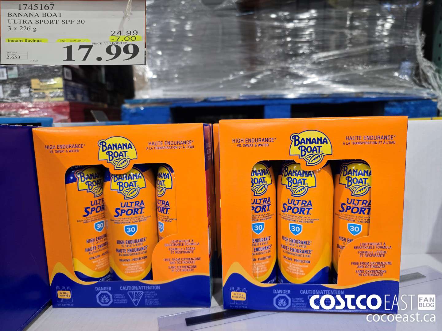 1745167 BANANA BOAT ULTRA SPORT SPF 30 3x 226 G ($7.00 INSTANT SAVINGS EXPIRES ON 2025-06-08) $17.99