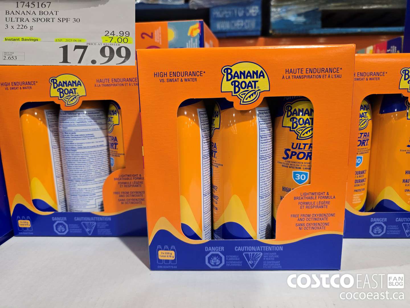 1745167 BANANA BOAT ULTRA SPORT SPF 30 3x 226 G ($7.00 INSTANT SAVINGS EXPIRES ON 2025-06-08) $17.99