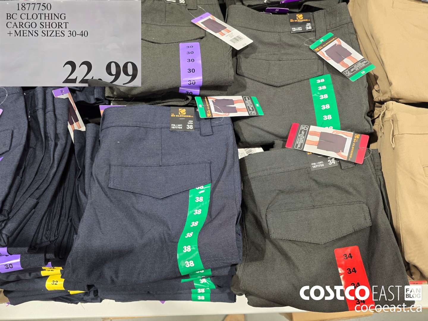 1877750 BC CLOTHING CARGO SHORT +MENS SIZES 30-40 $22.99