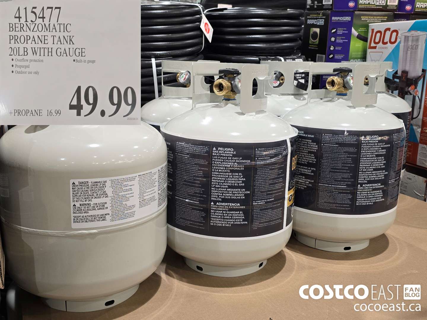 415477 BERNZOMATIC PROPANE TANK 20 LB WITH GAUGE $49.99