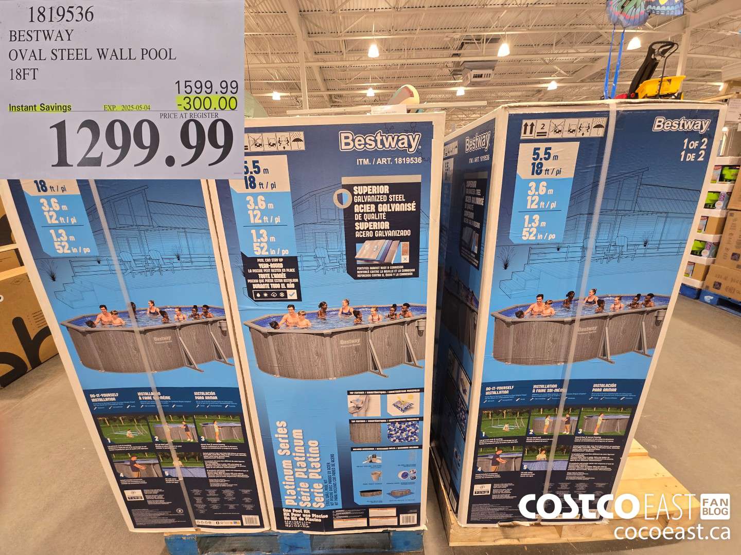 1819536 BESTWAY OVAL STEEL WALL POOL 18FT ($300.00 INSTANT SAVINGS EXPIRES ON 2025-05-04) $1299.99