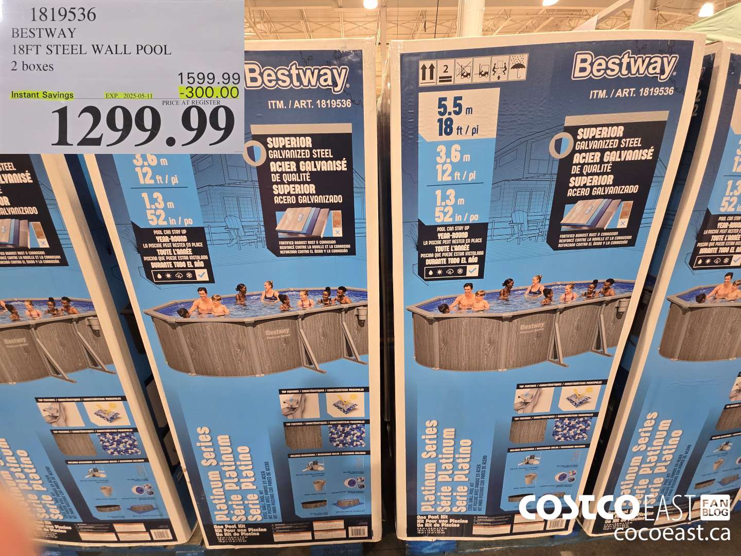 1819536 BESTWAY OVAL STEEL WALL POOL 18FT ($300.00 INSTANT SAVINGS EXPIRES ON 2025-05-11) $1299.99