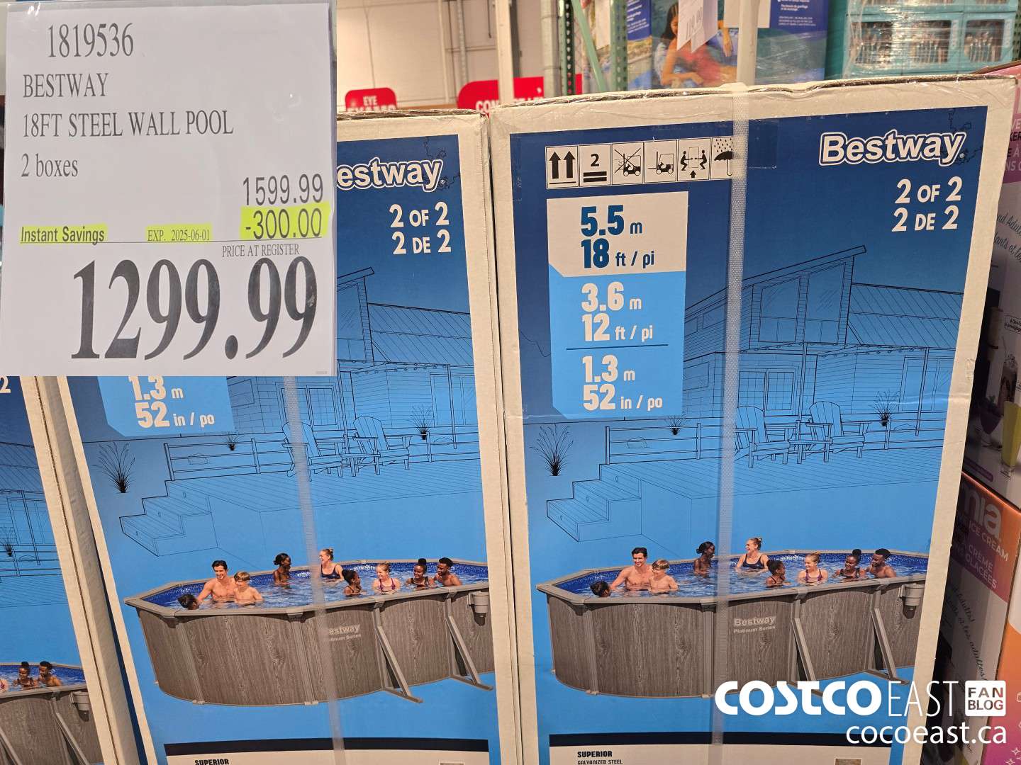 1819536 BESTWAY OVAL STEEL WALL POOL 18FT 2 BOXES ($300.00 INSTANT SAVINGS EXPIRES ON 2025-06-01) $1299.99