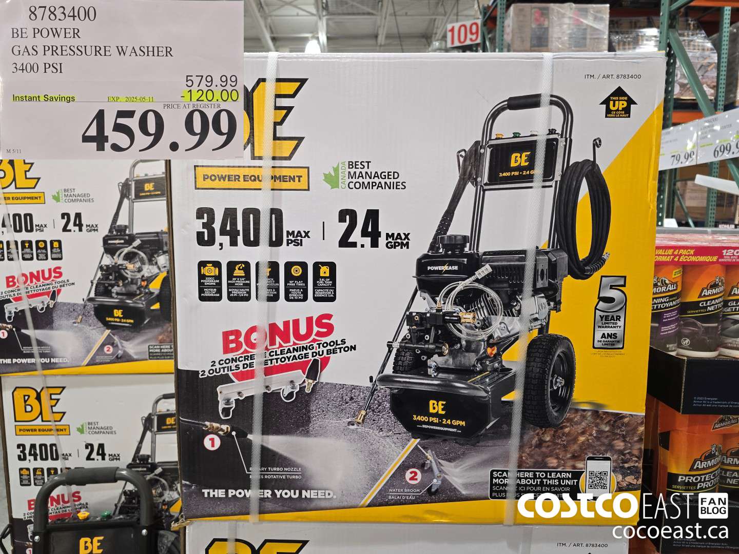 8783400 BE POWER GAS PRESSURE WASHER 3400 PSI ($120.00 INSTANT SAVINGS EXPIRES ON 2025-05-11) $459.99