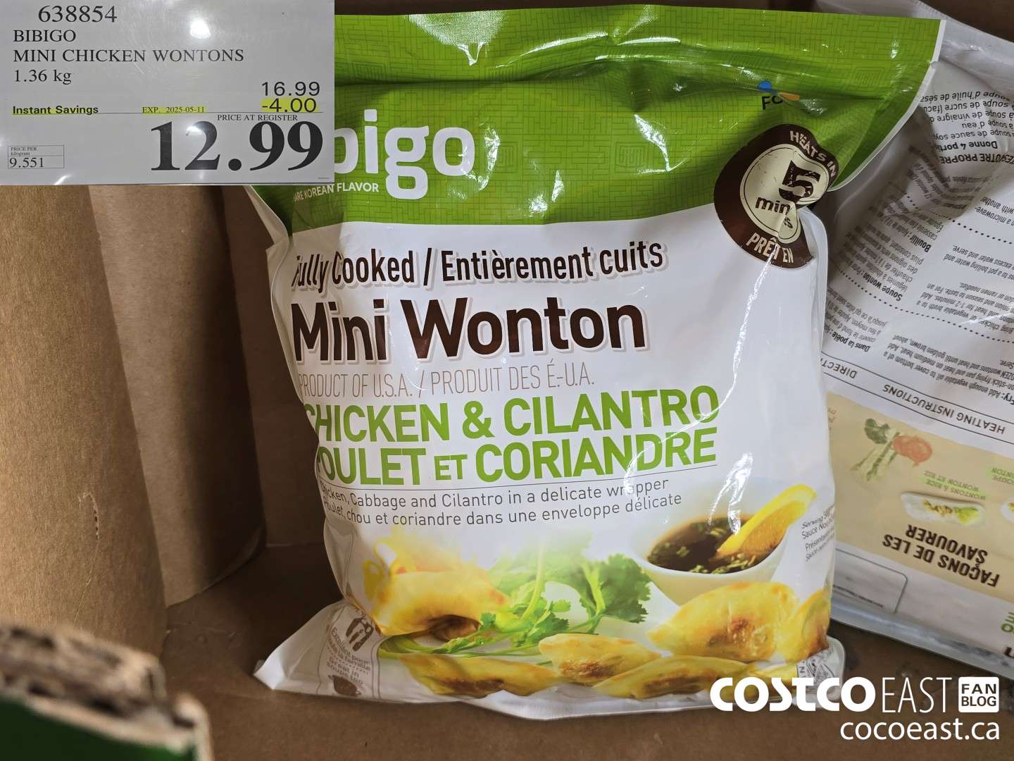 638854 BIBIGO MINI CHICKEN WONTONS 1.36 KG ($4.00 INSTANT SAVINGS EXPIRES ON 2025-05-11) $12.99
