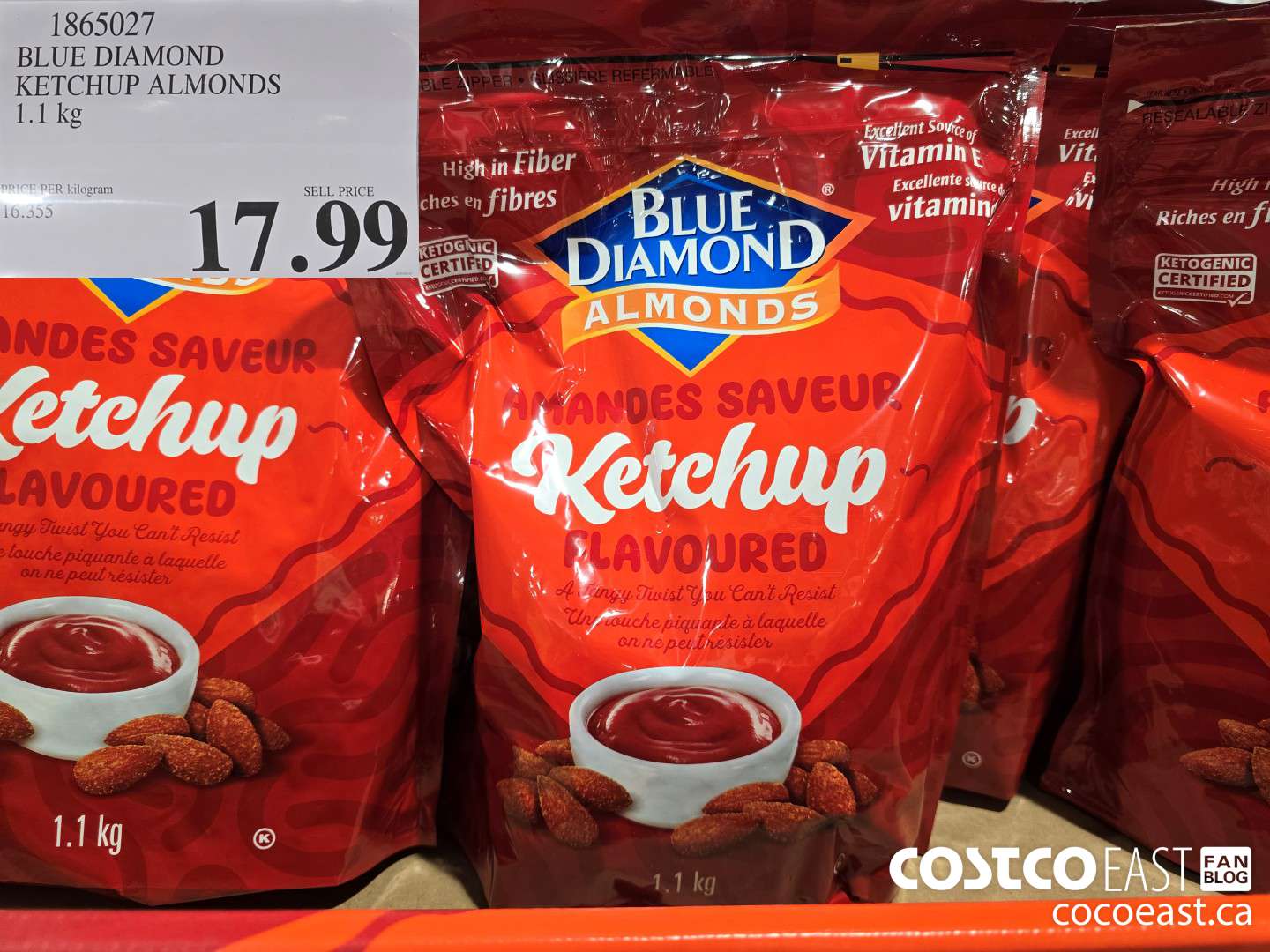 1865027 BLUE DIAMOND KETCHUP ALMONDS 1.1 kg $17.99