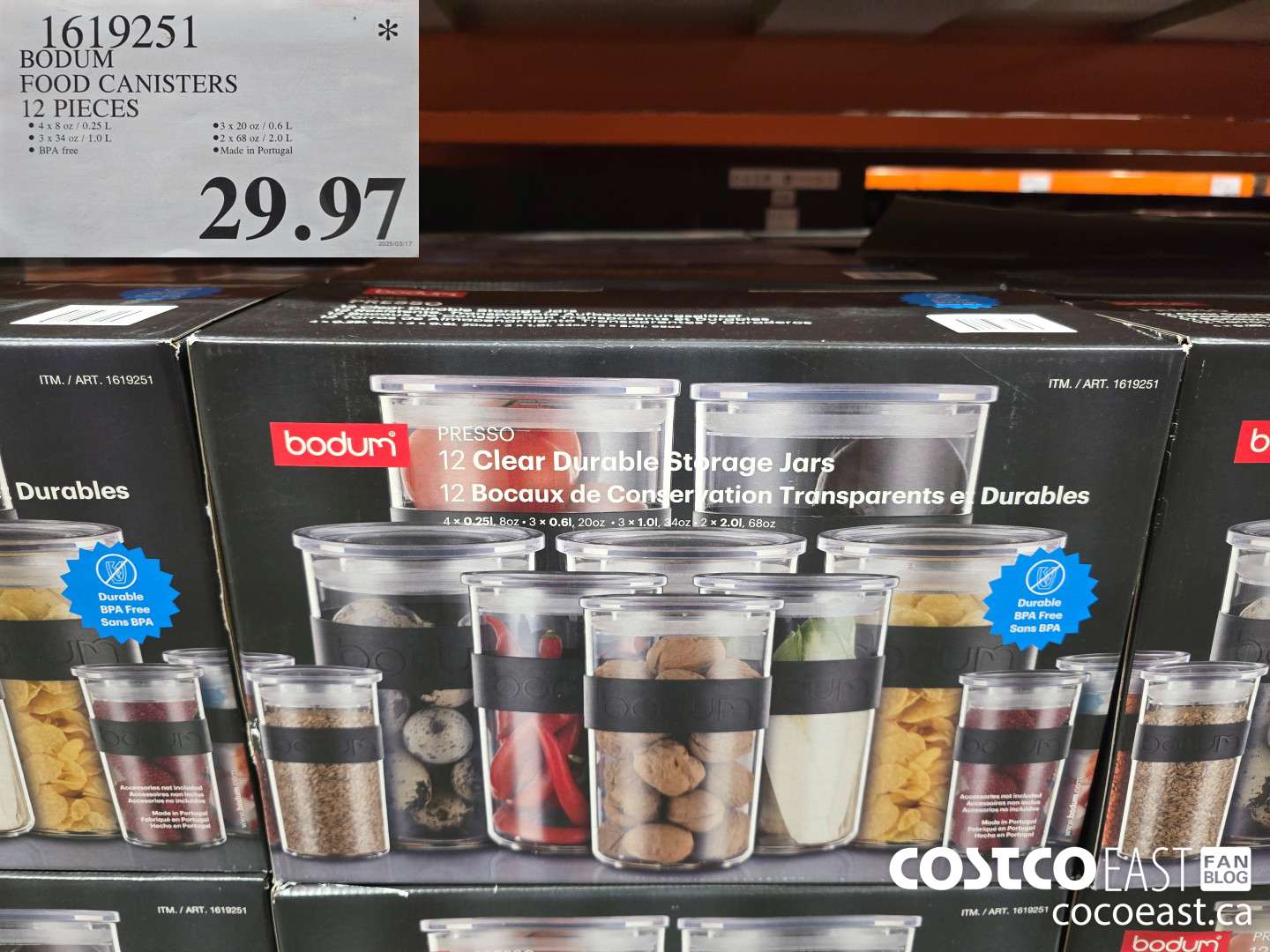 1619251 BODUM FOOD CANISTERS 12 PIECES $29.97