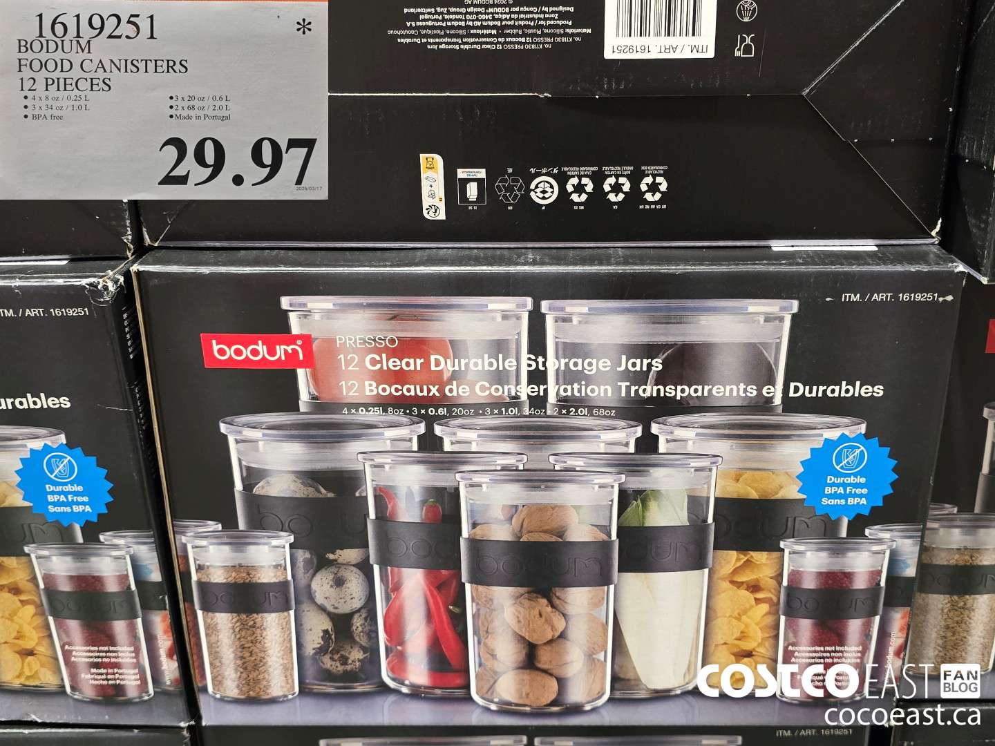 1619251 BODUM FOOD CANISTERS 12 PIECES $29.97