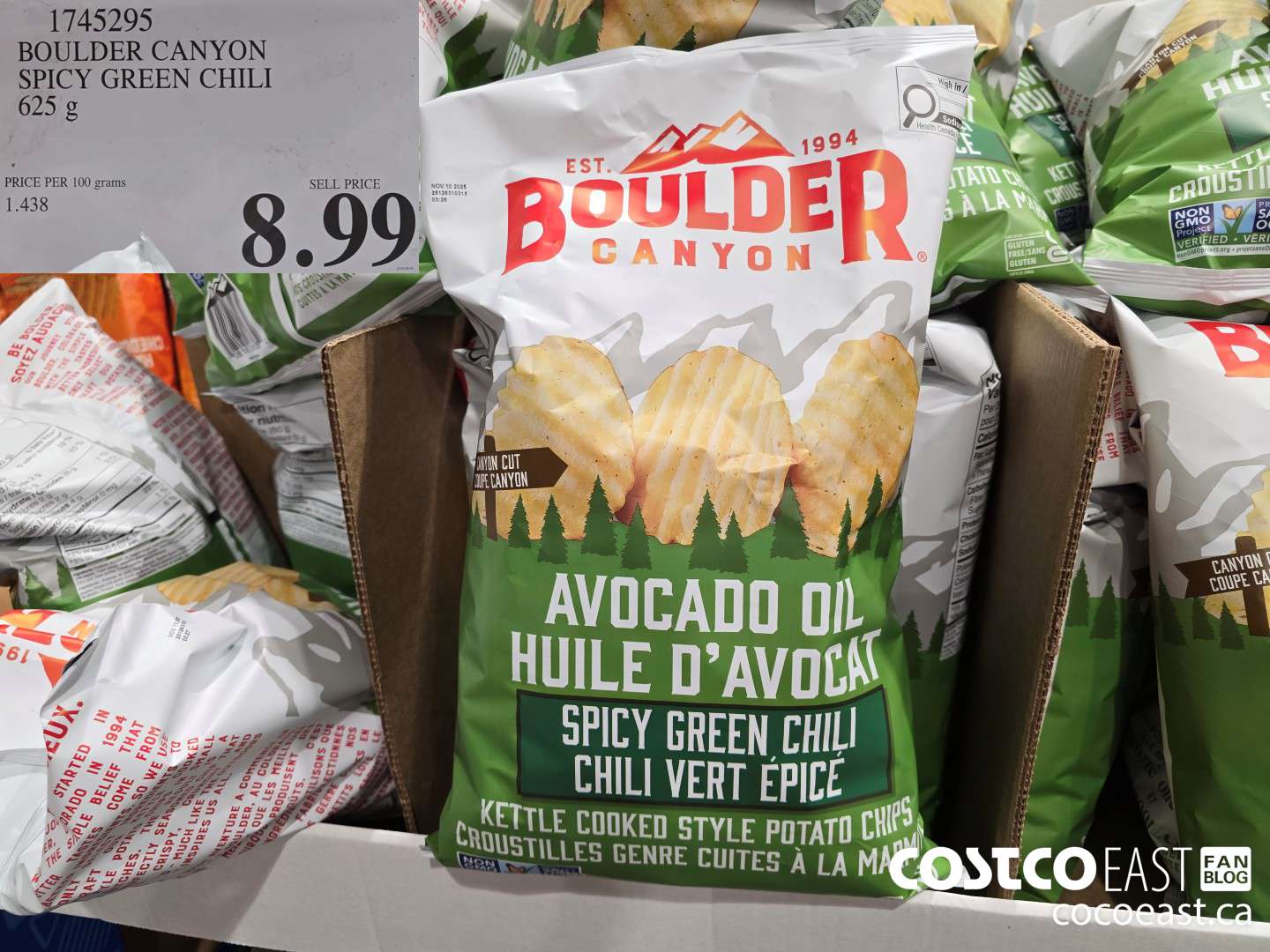 1745295 BOULDER CANYON SPICY GREEN CHILI 625 g $8.99