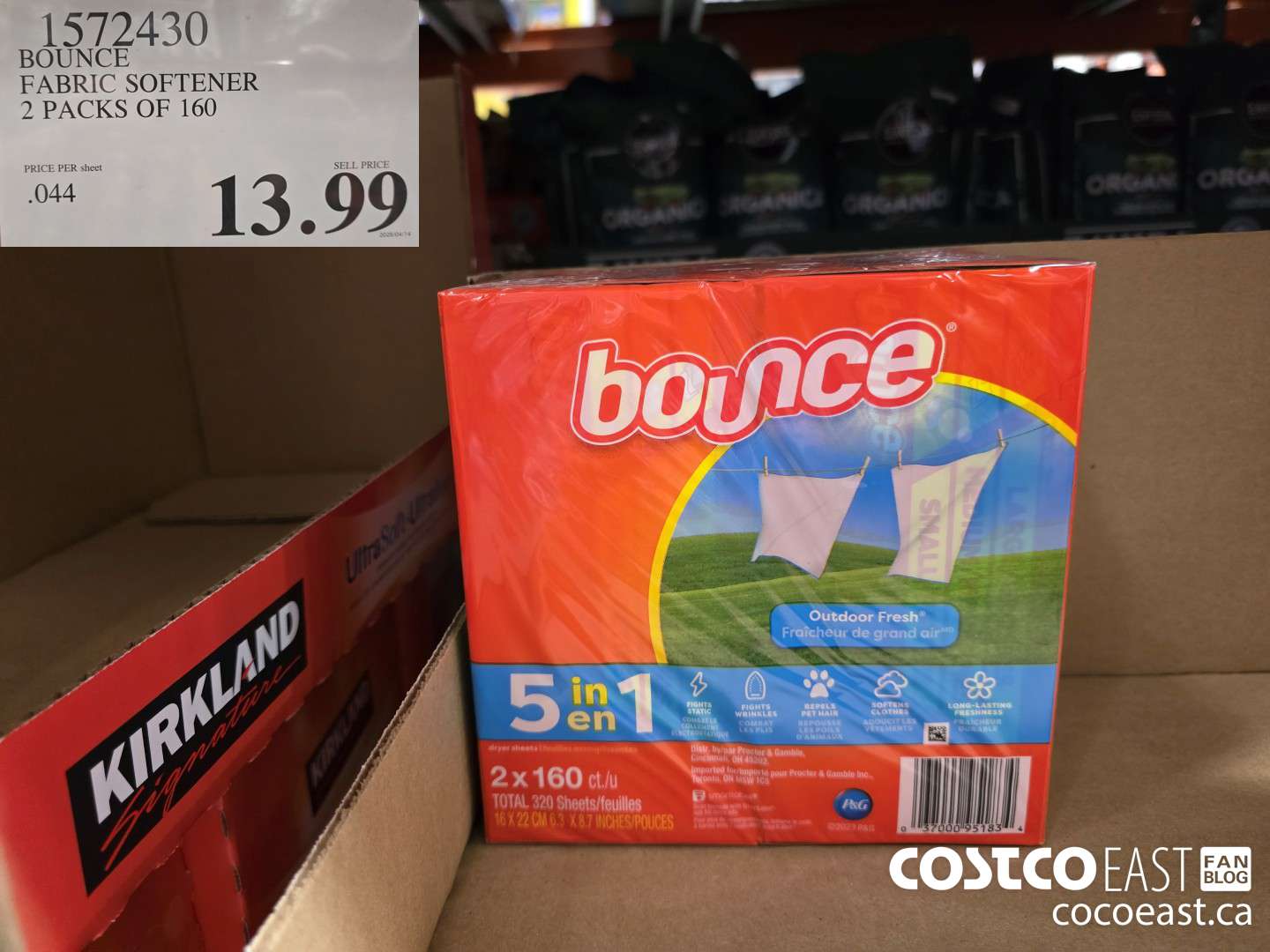 1572430 BOUNCE FABRIC SOFTENER 2 PACKS OF 160 $13.99