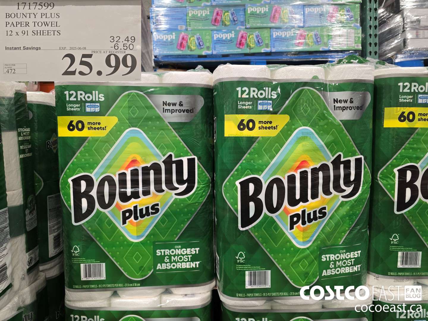 1717599 BOUNTY PLUS PAPER TOWEL 12 x 91 SHEETS ($6.50 INSTANT SAVINGS EXPIRES ON 2025-06-08) $25.99