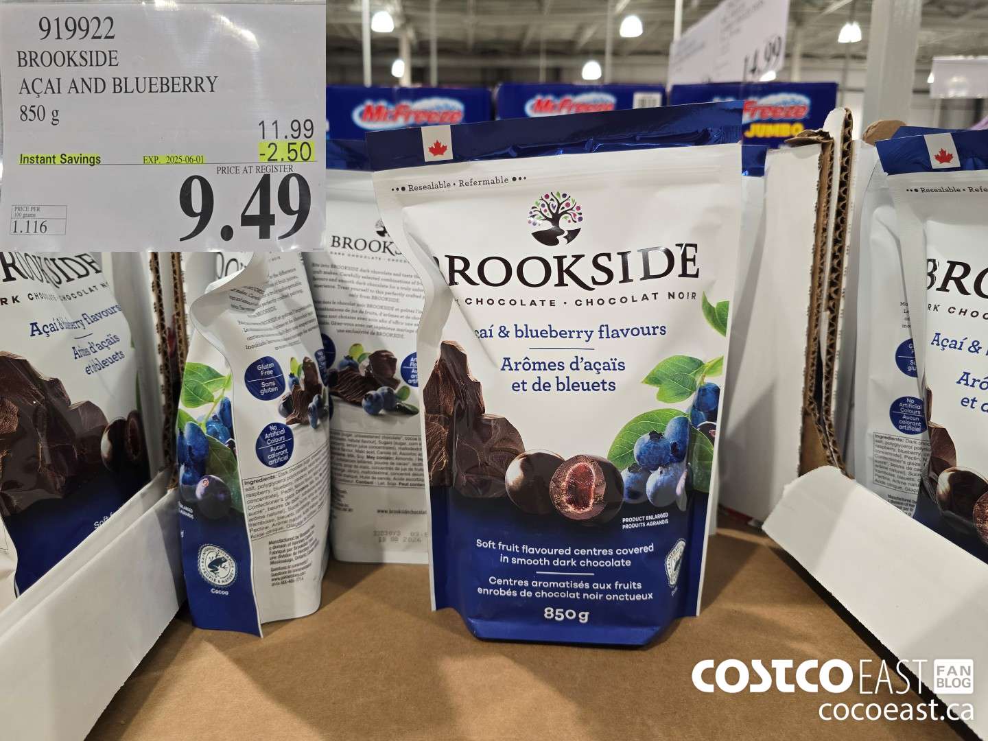 919922 BROOKSIDE ACAI AND BLUEBERRY 850 G ($2.50 INSTANT SAVINGS EXPIRES ON 2025-06-01) $9.49