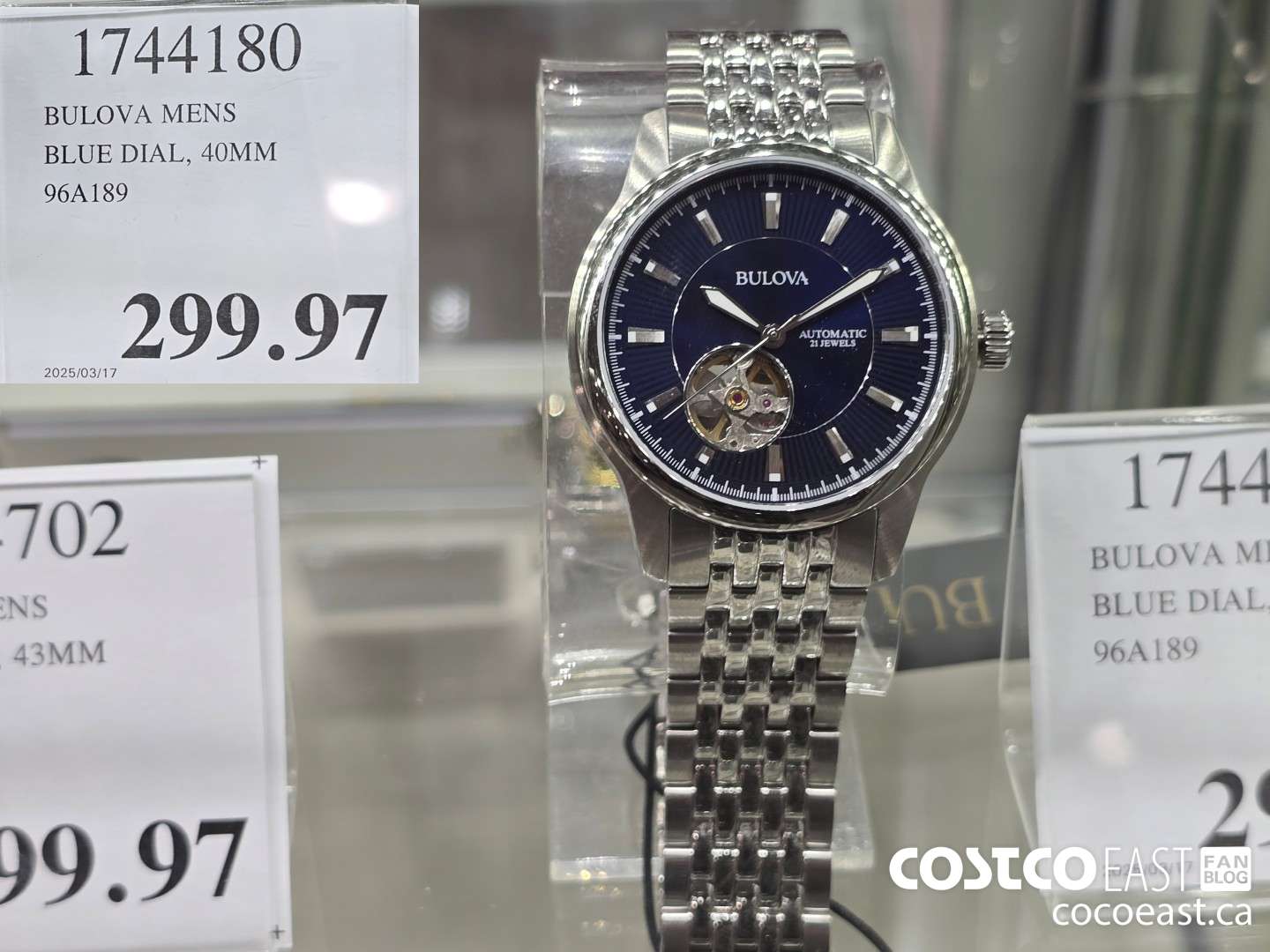 1744180 BULOVA MENS BLUE DIAL, 40MM 96A189 $299.97