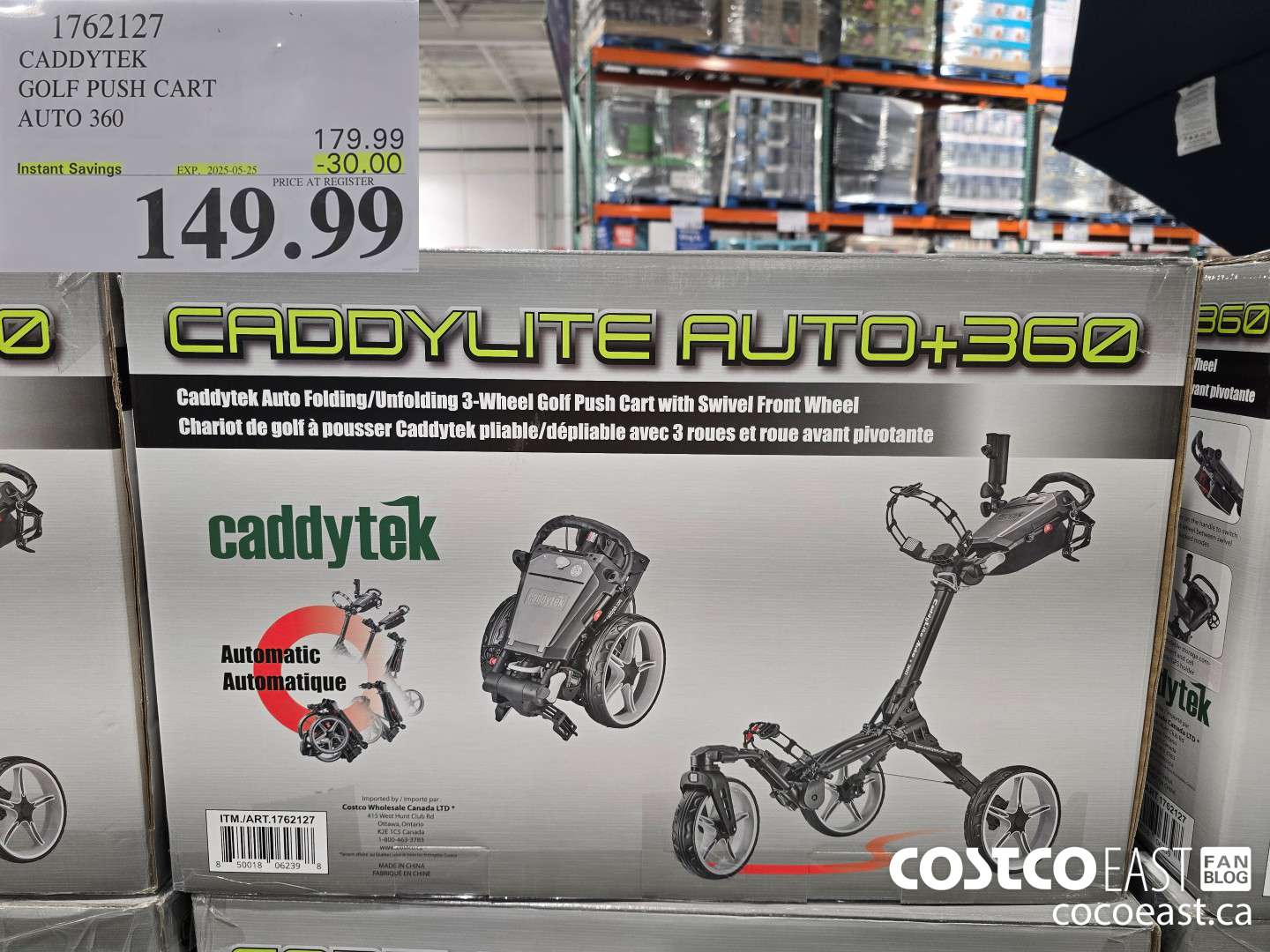 1762127 CADDYTEK GOLF PUSH CART AUTO 360 ($30.00 INSTANT SAVINGS EXPIRES ON 2025-05-25) $149.99