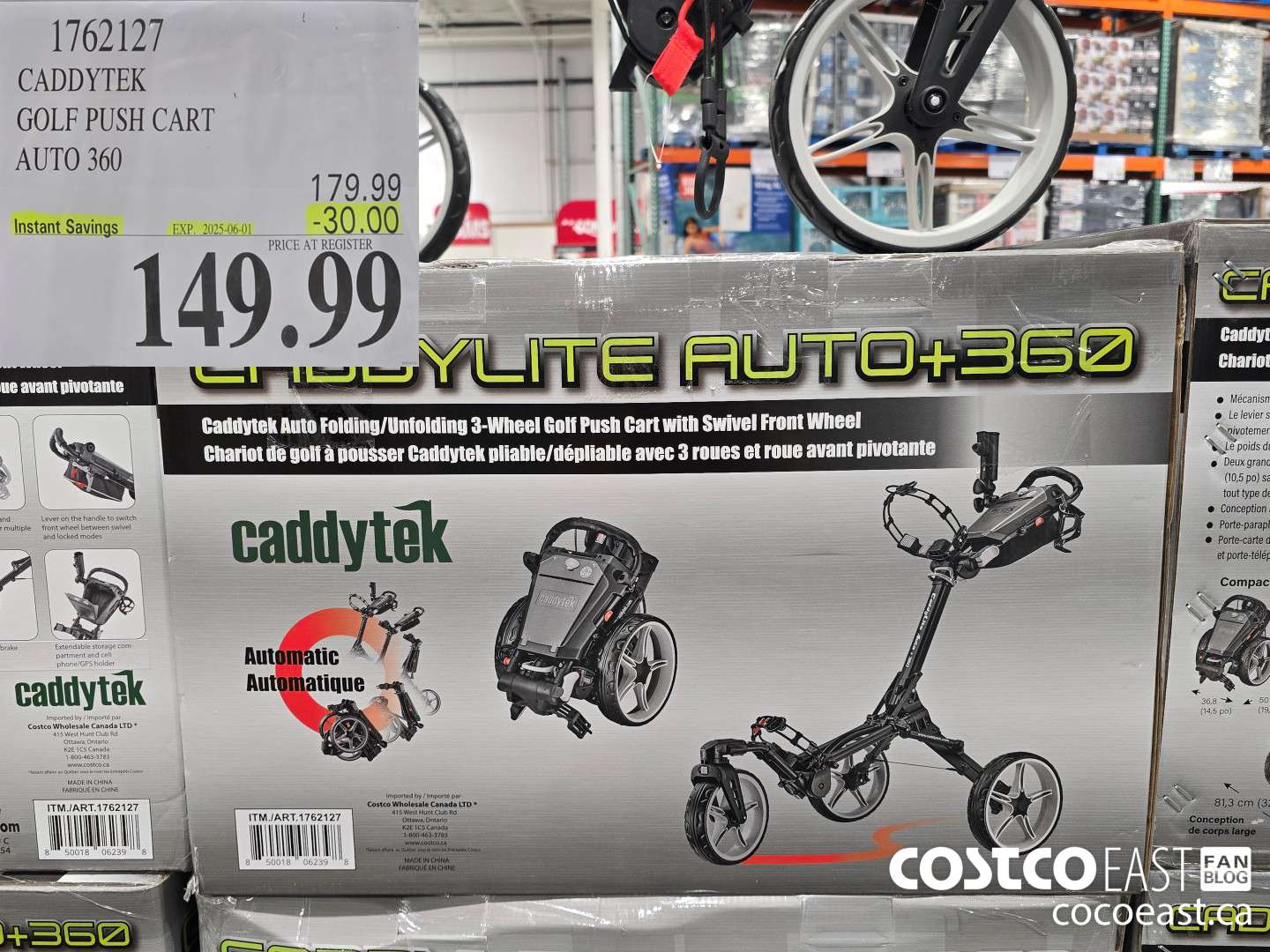 1762127 CADDYTEK GOLF PUSH CART AUTO 360 ($30.00 INSTANT SAVINGS EXPIRES ON 2025-06-01) $149.99