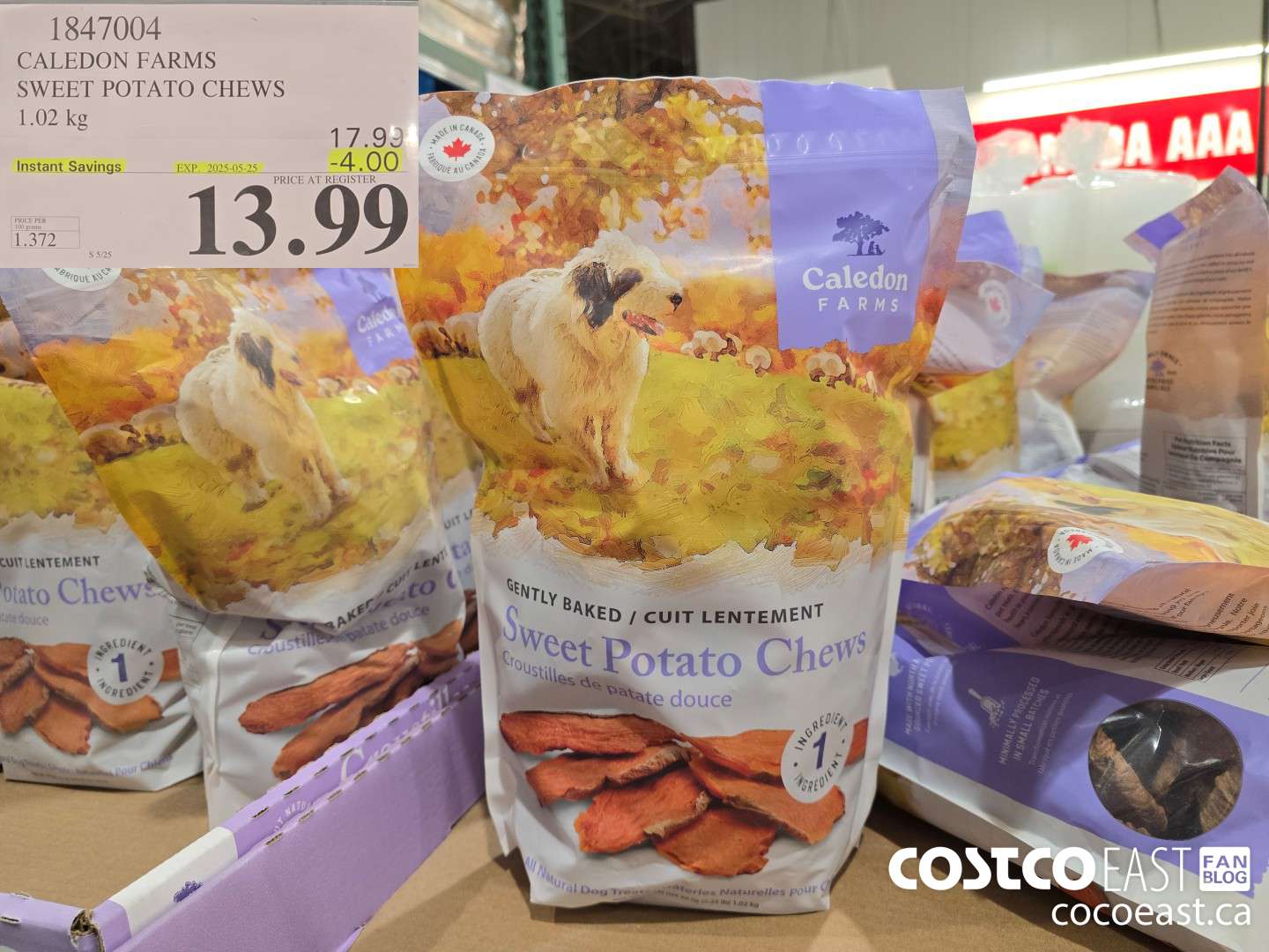 1847004 CALEDON FARMS SWEET POTATO CHEWS 1.02 kg ($4.00 INSTANT SAVINGS EXPIRES ON 2025-05-25) $13.99