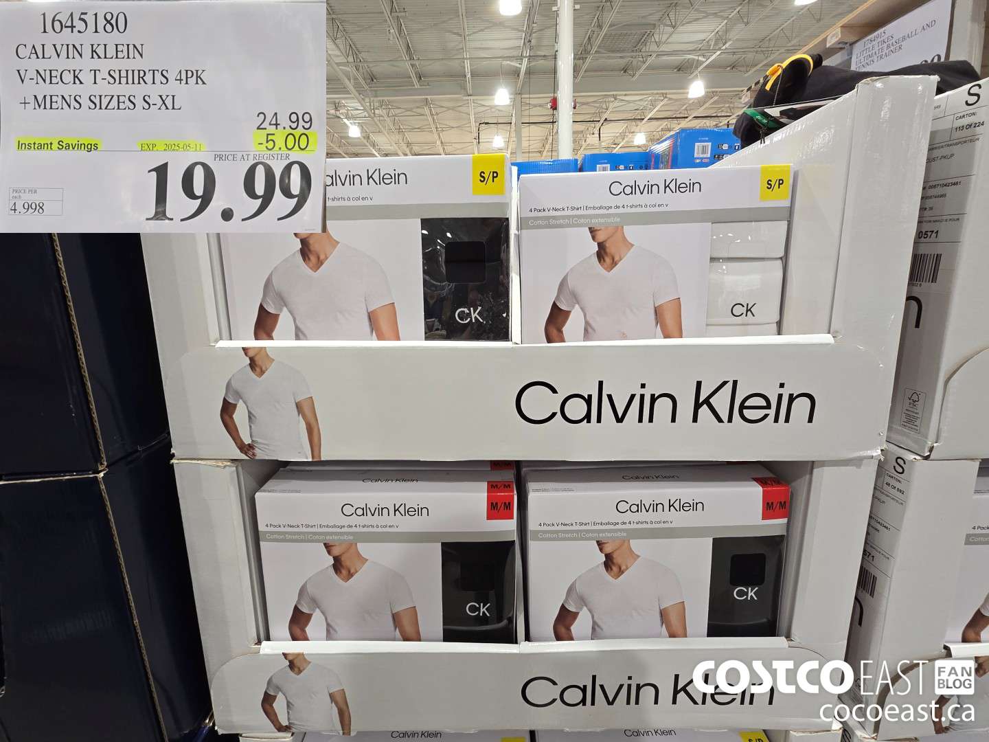 1645180 CALVIN KLEIN V-NECK T-SHIRTS 4PK +MENS SIZES S-XL ($5.00 INSTANT SAVINGS EXPIRES ON 2025-05-11) $19.99