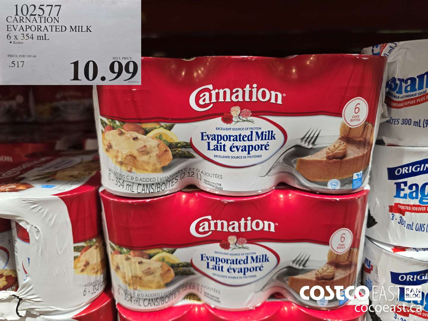 102577 CARNATION EVAPORATED MILK 6 x 354 mL $10.99