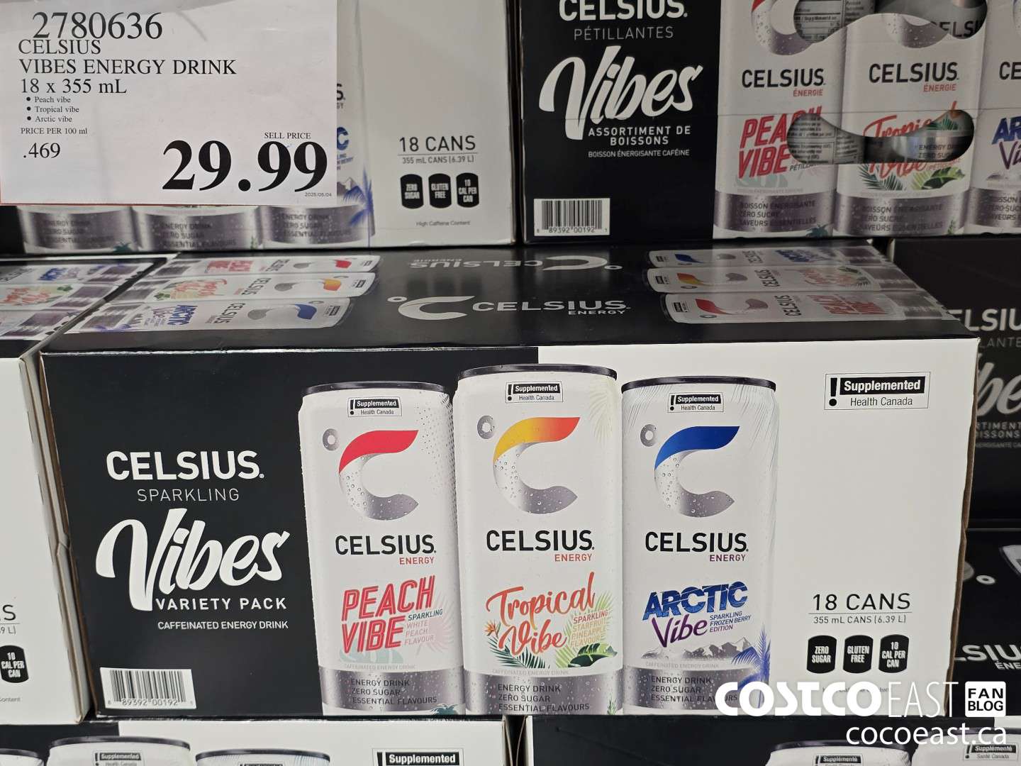 2780636 CELSIUS VIBES ENERGY DRINK 18 X 355 ML $29.99