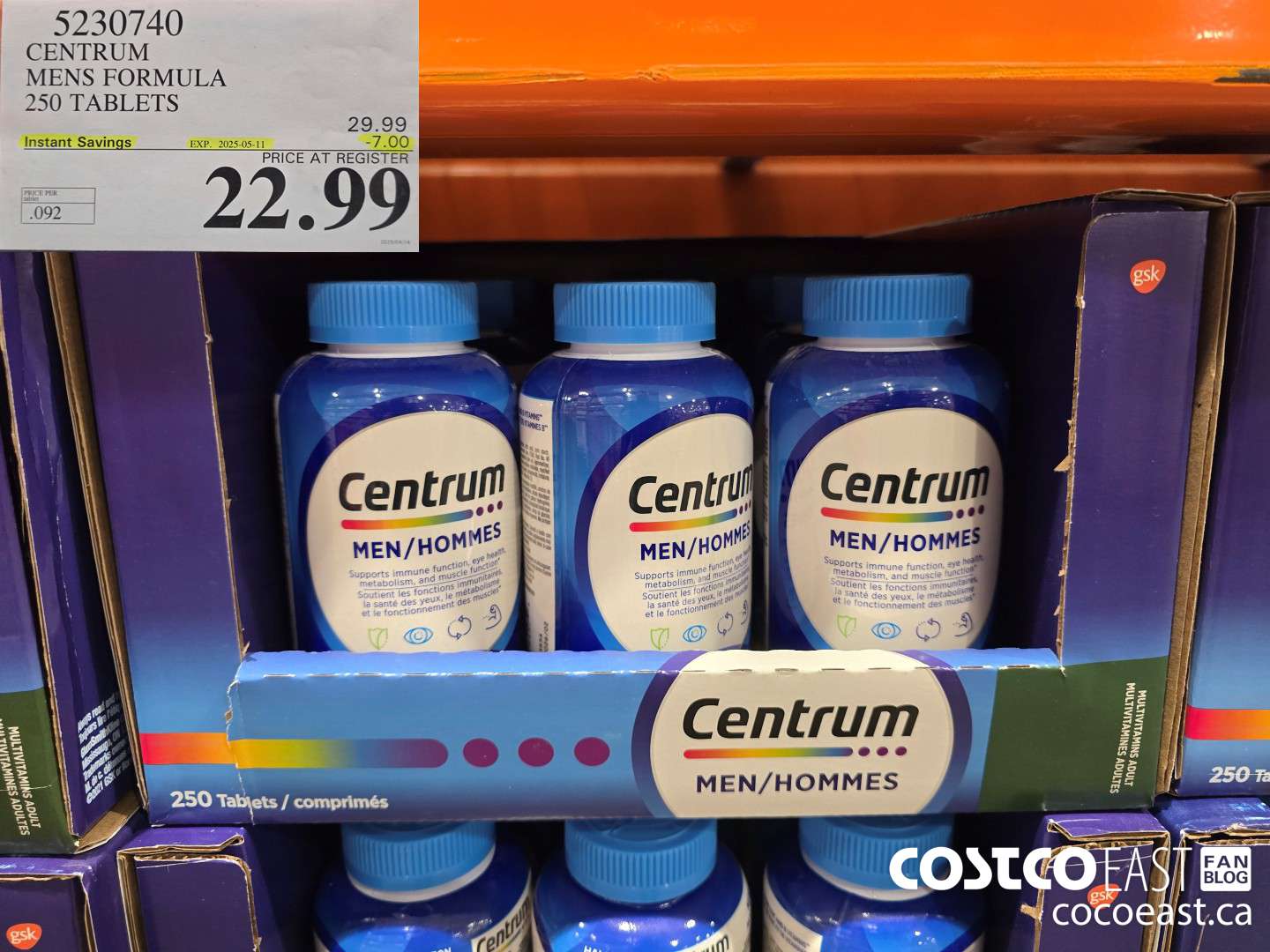 5230740 CENTRUM MENS FORMULA 250 TABLETS ($7.00 INSTANT SAVINGS EXPIRES ON 2025-05-11) $22.99