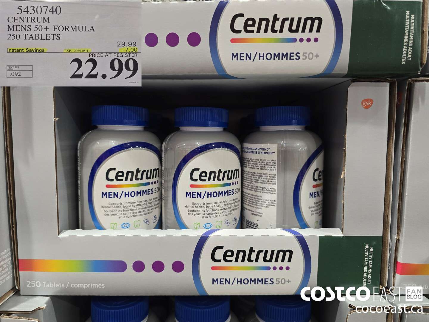 5430740 CENTRUM MEN 50+ FORMULA 250 TABLETS ($7.00 INSTANT SAVINGS EXPIRES ON 2025-05-11) $22.99