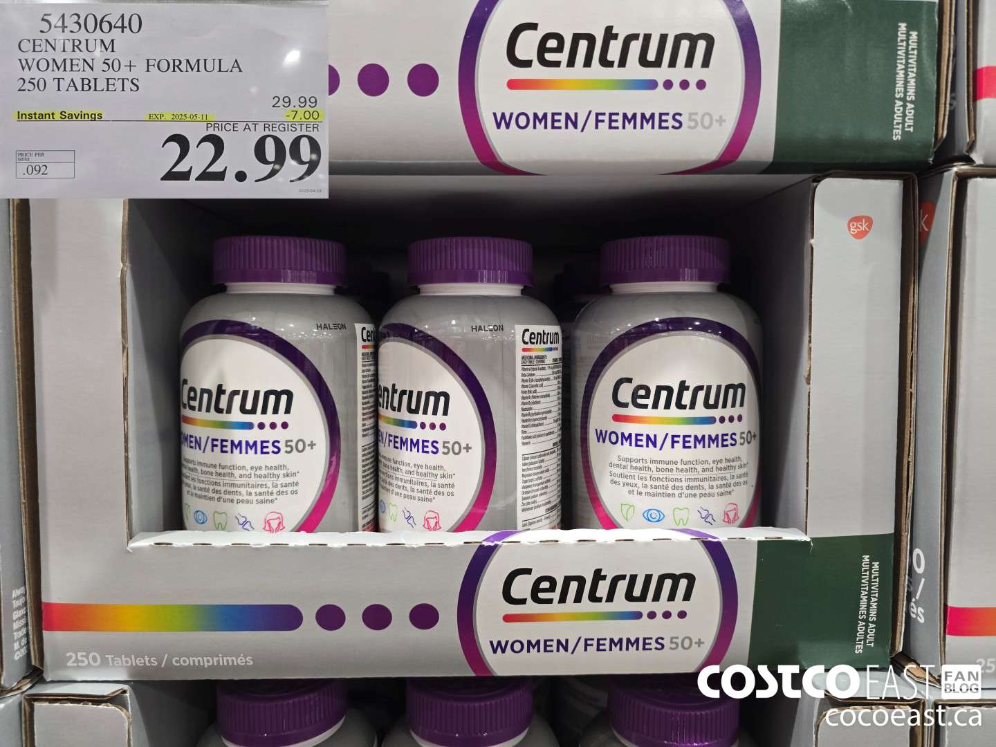 5430640 CENTRUM WOMEN 50+ FORMULA 250 TABLETS ($7.00 INSTANT SAVINGS EXPIRES ON 2025-05-11) $22.99