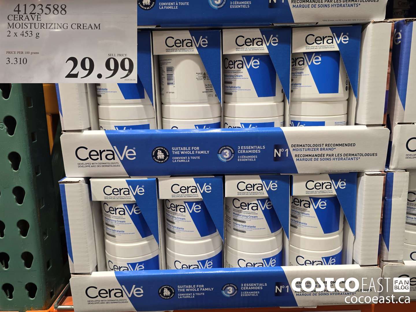 4123588 CERAVE MOISTURIZING CREAM 2 x 453g $29.99