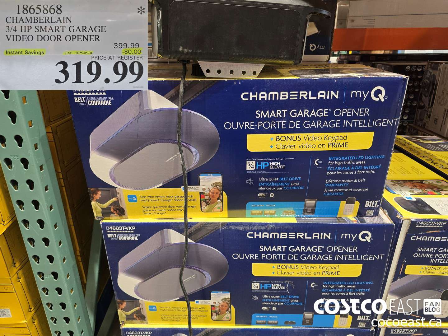 1865868 CHAMBERLAIN 3/4 HP SMART GARAGE VIDEO DOOR OPENER ($80.00 INSTANT SAVINGS EXPIRES ON 2025-05-04) $319.99