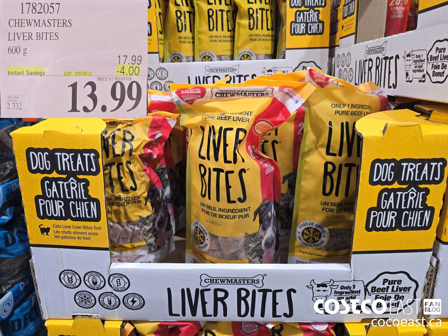1782057 CHEWMASTERS LIVER BITES 600 g ($4.00 INSTANT SAVINGS EXPIRES ON 2025-05-11) $13.99