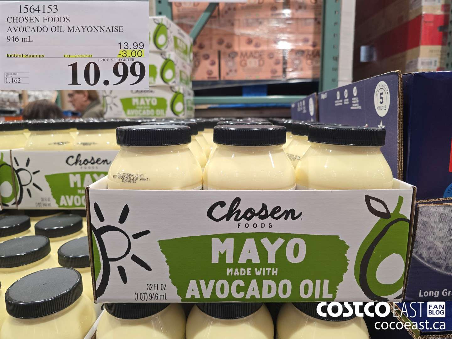 1564153 CHOSEN FOODS AVOCADO OIL MAYONNAISE 946 mL ($3.00 INSTANT SAVINGS EXPIRES ON 2025-05-11) $10.99