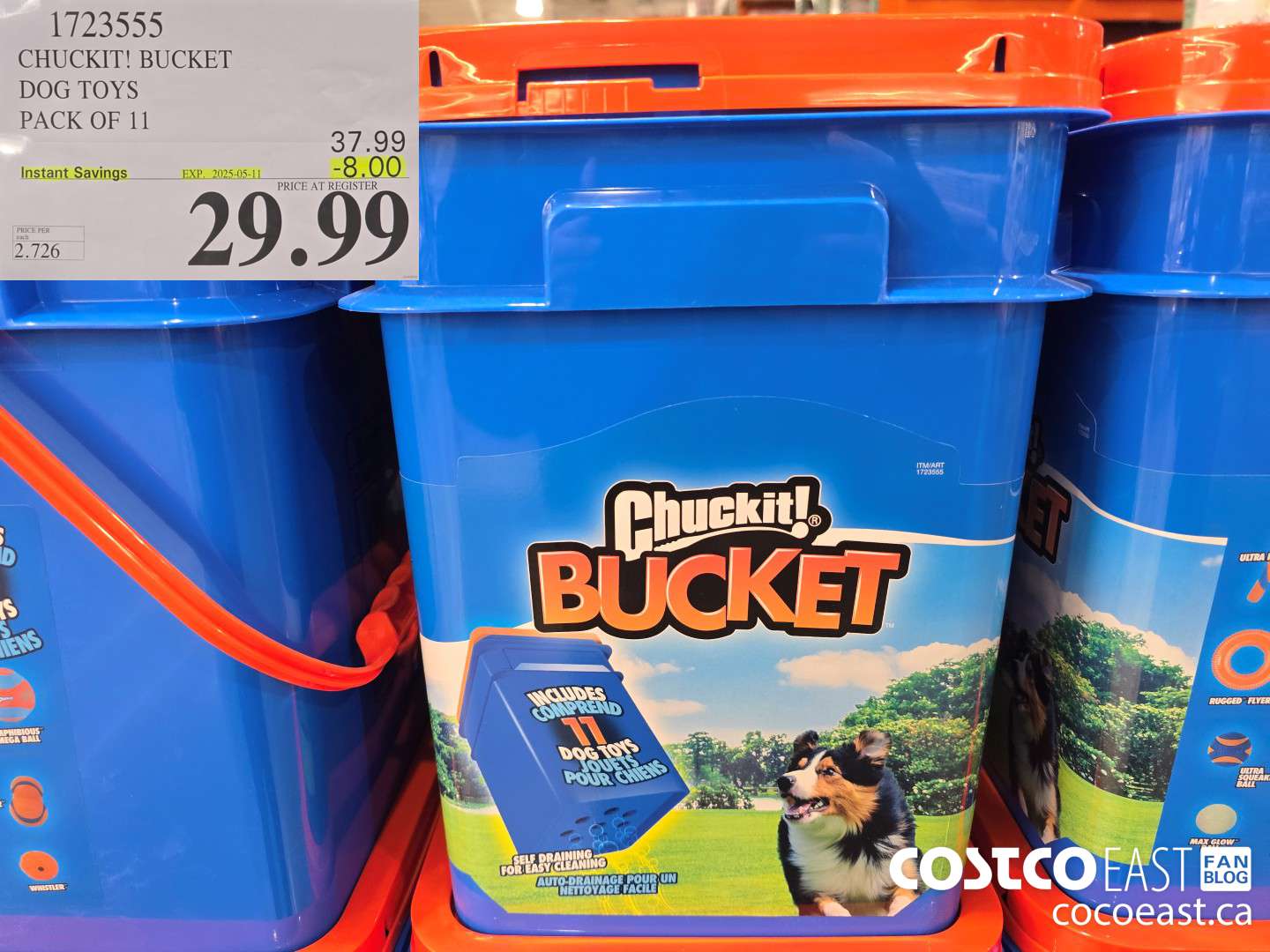 1723555 CHUCKIT! BUCKET DOG TOYS PACK OF 11 ($8.00 INSTANT SAVINGS EXPIRES ON 2025-05-11) $29.99