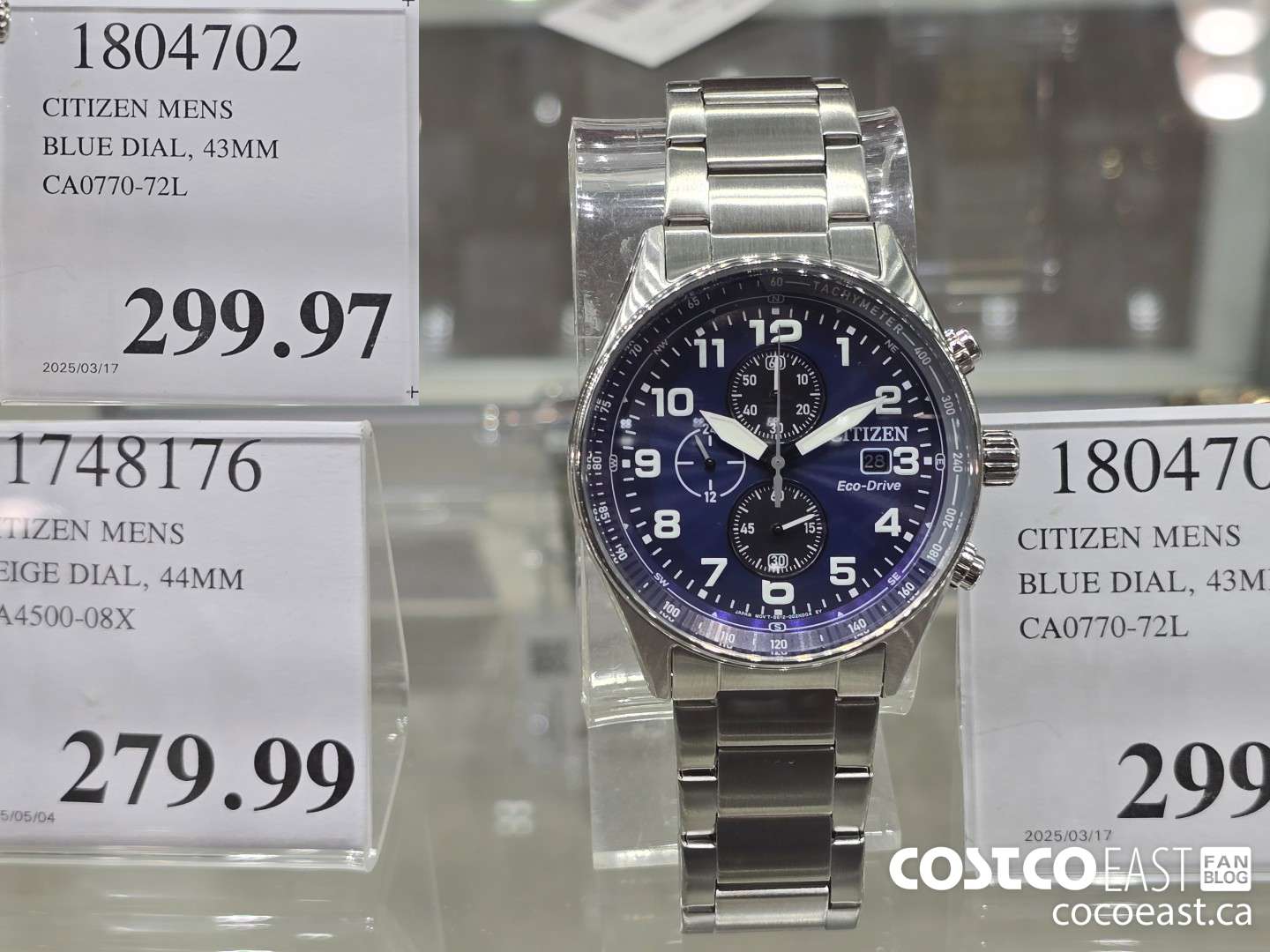 1804702 CITIZEN MENS BLUE DIAL, 43MM CA0770-72L $299.97