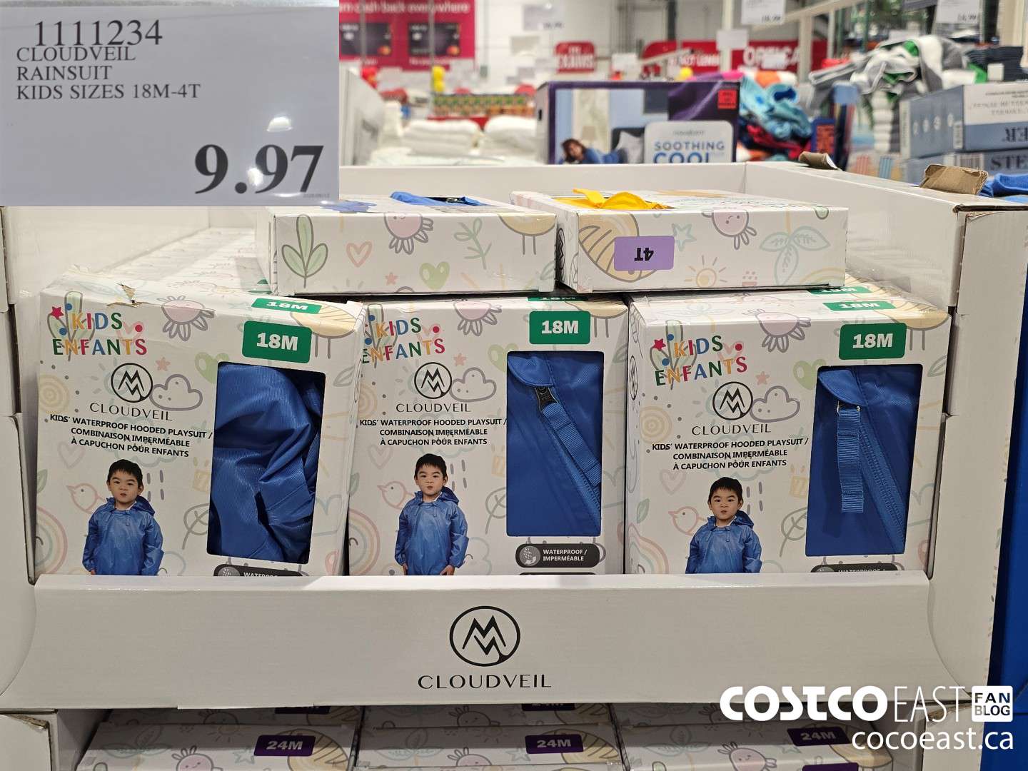 1111234 CLOUDVEIL RAINSUIT KIDS SIZES 18M-4T $9.97
