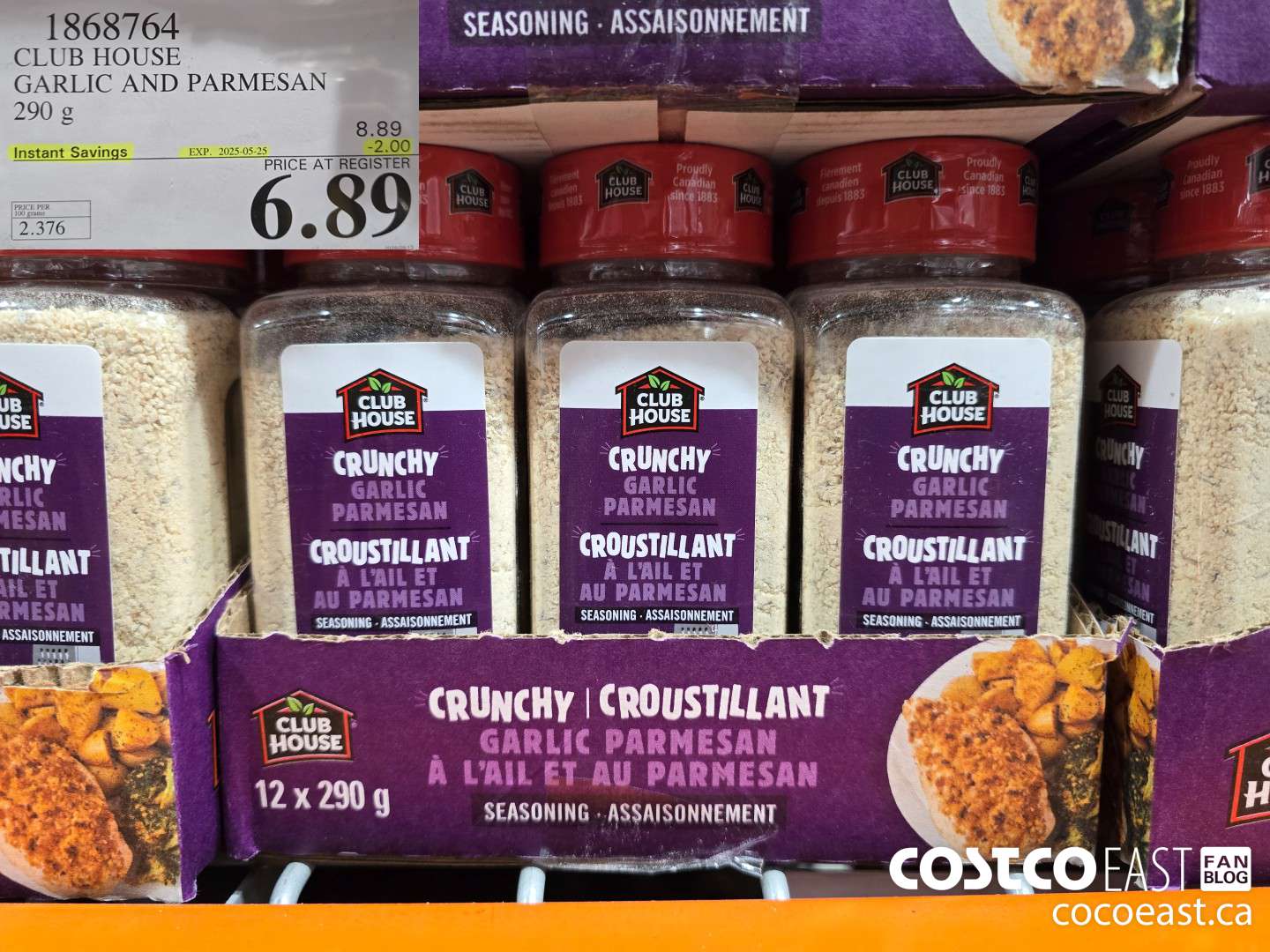 1868764 CLUBHOUSE GARLIC AND PARMESAN 290 g ($2.00 INSTANT SAVINGS EXPIRES ON 2025-05-25) $6.89