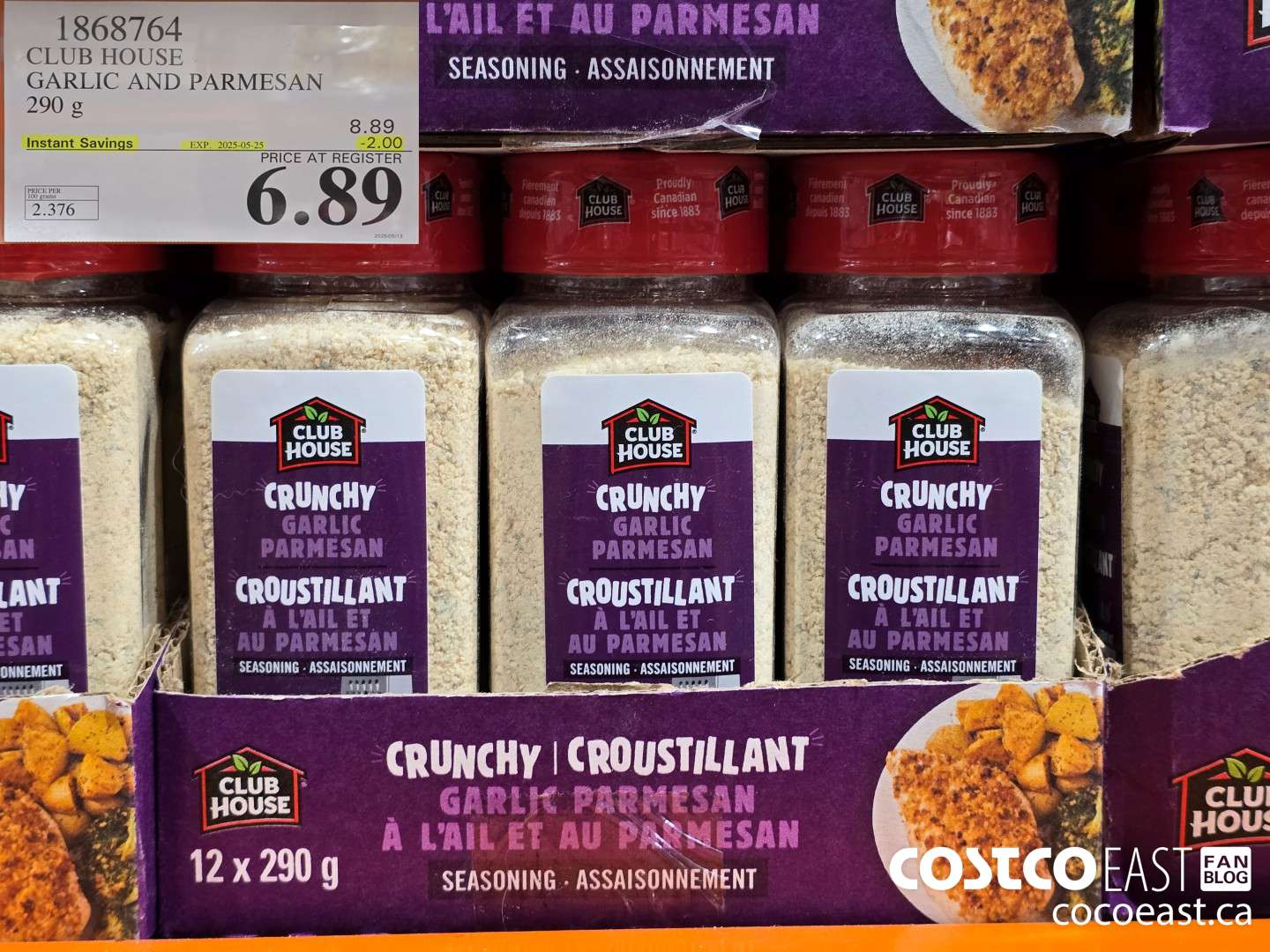 1868764 CLUBHOUSE GARLIC AND PARMESAN 290 g ($2.00 INSTANT SAVINGS EXPIRES ON 2025-05-25) $6.89