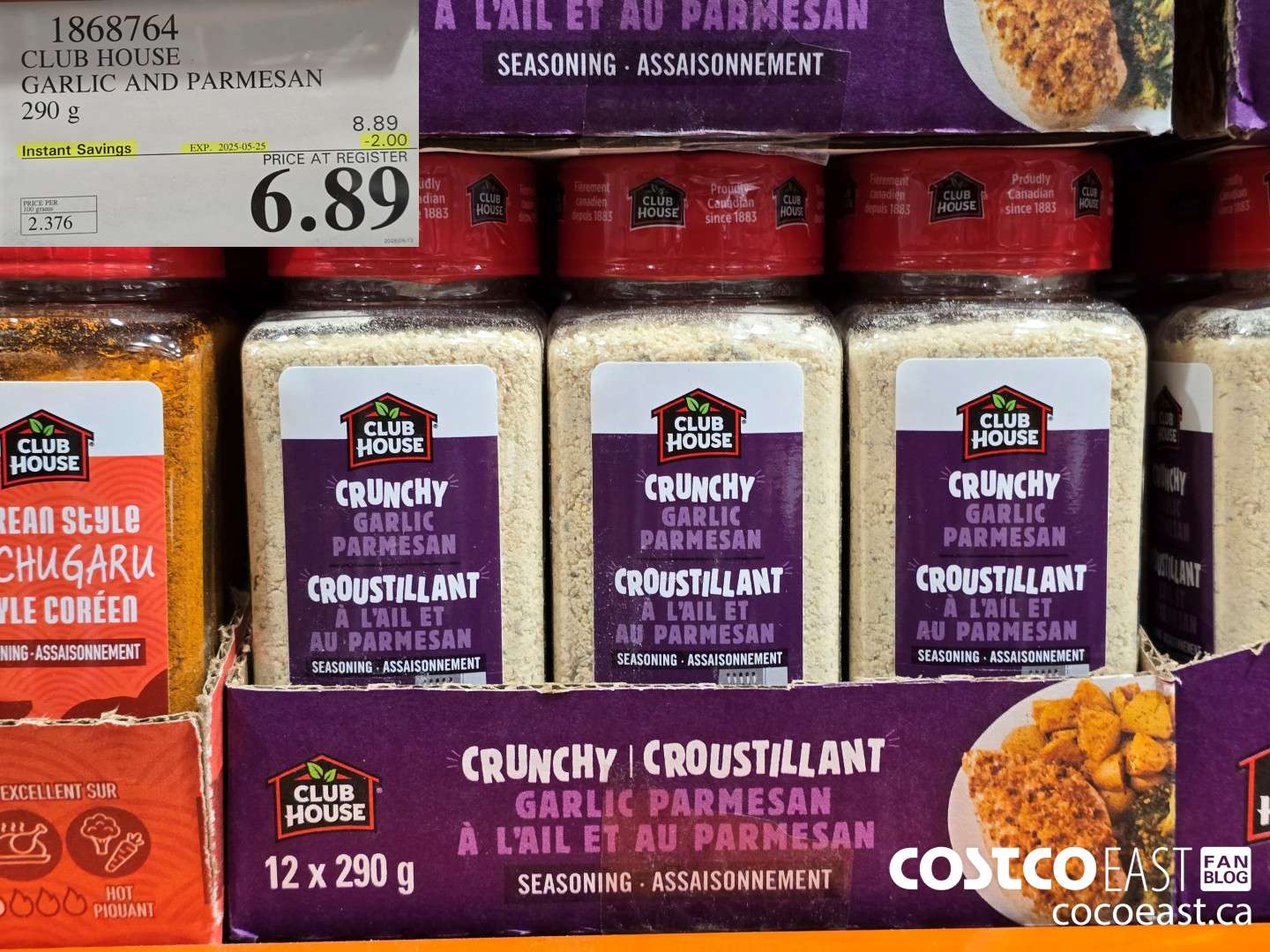 1868764 CLUBHOUSE GARLIC AND PARMESAN 290 g ($2.00 INSTANT SAVINGS EXPIRES ON 2025-05-25) $6.89