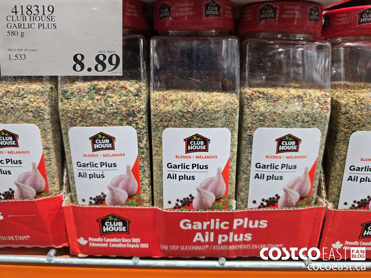 418319 CLUB HOUSE GARLIC PLUS 580 G $8.89