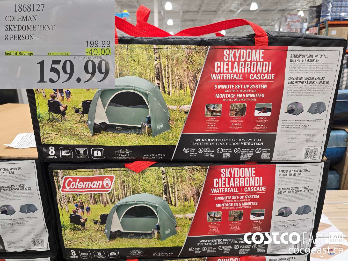 1868127 COLEMAN SKYDOME TENT 8 PERSON ($40.00 INSTANT SAVINGS EXPIRES ON 2025-05-11) $159.99