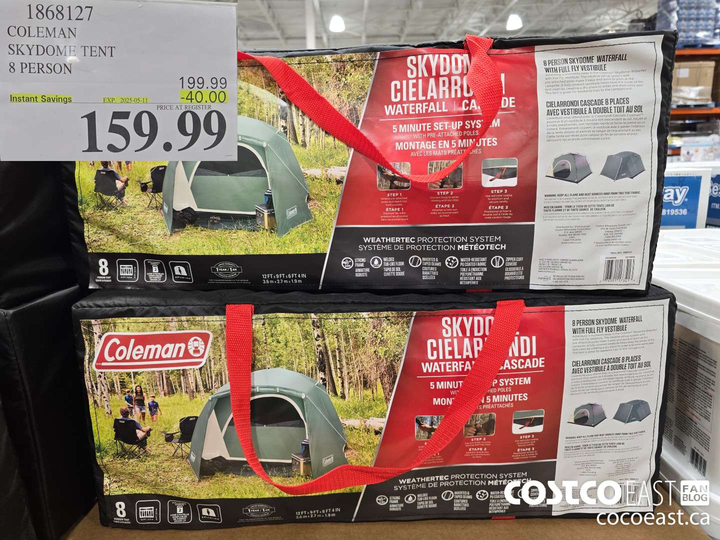 1868127 COLEMAN SKYDOME TENT 8 PERSON ($40.00 INSTANT SAVINGS EXPIRES ON 2025-05-11) $159.99