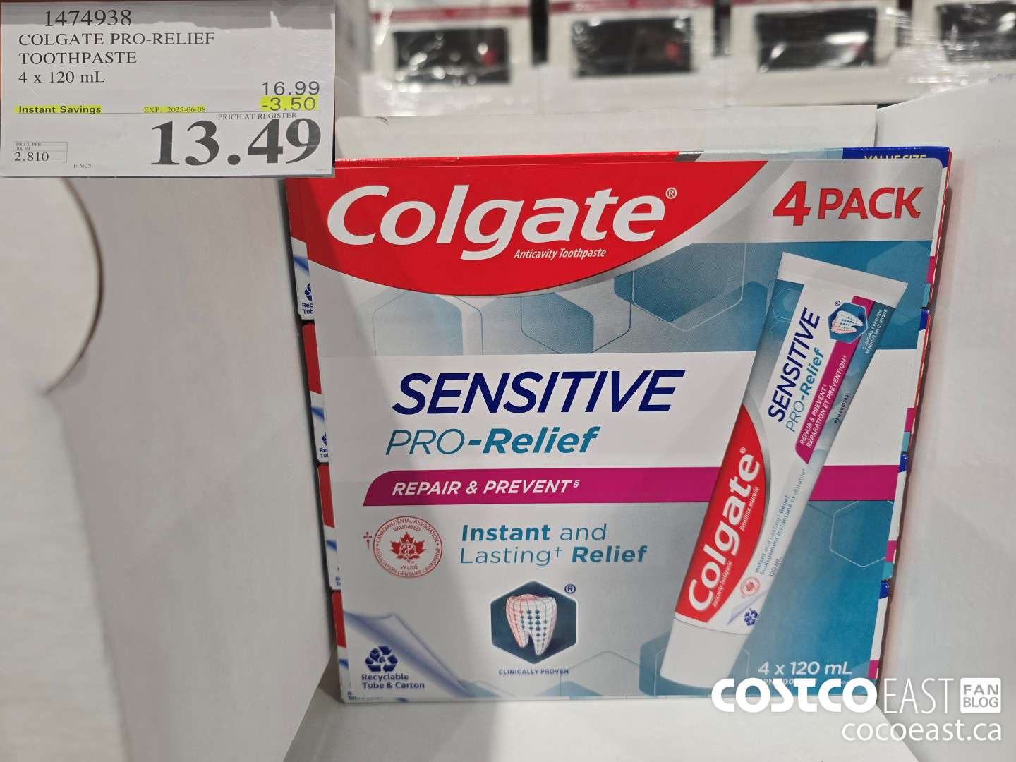 1474938 COLGATE PRO-RELIEF TOOTHPASTE 4x 120 mL ($3.50 INSTANT SAVINGS EXPIRES ON 2025-06-08) $13.49
