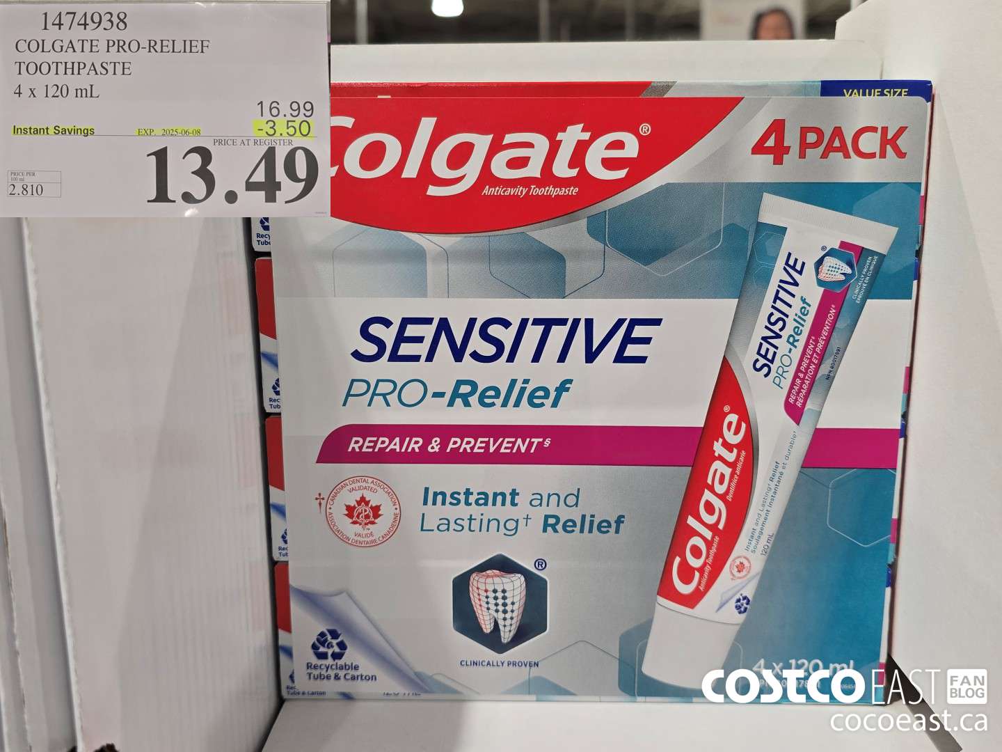 1474938 COLGATE PRO-RELIEF TOOTHPASTE 4x 120 mL ($3.50 INSTANT SAVINGS EXPIRES ON 2025-06-08) $13.49