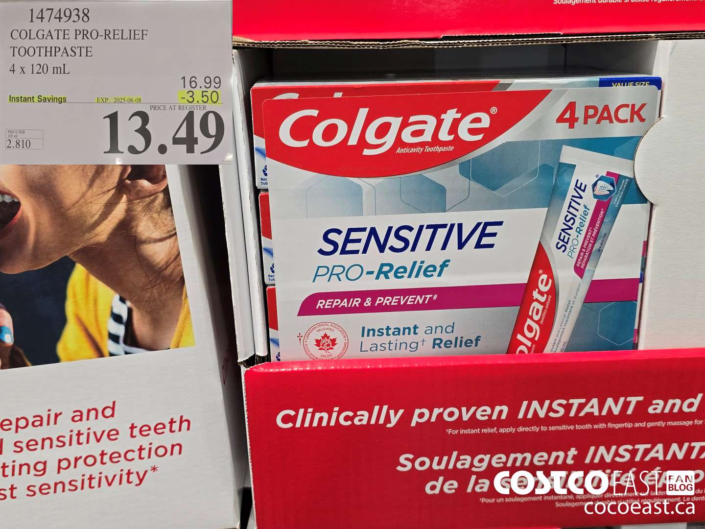 1474938 COLGATE PRO-RELIEF TOOTHPASTE 4x 120 mL ($3.50 INSTANT SAVINGS EXPIRES ON 2025-06-08) $13.49