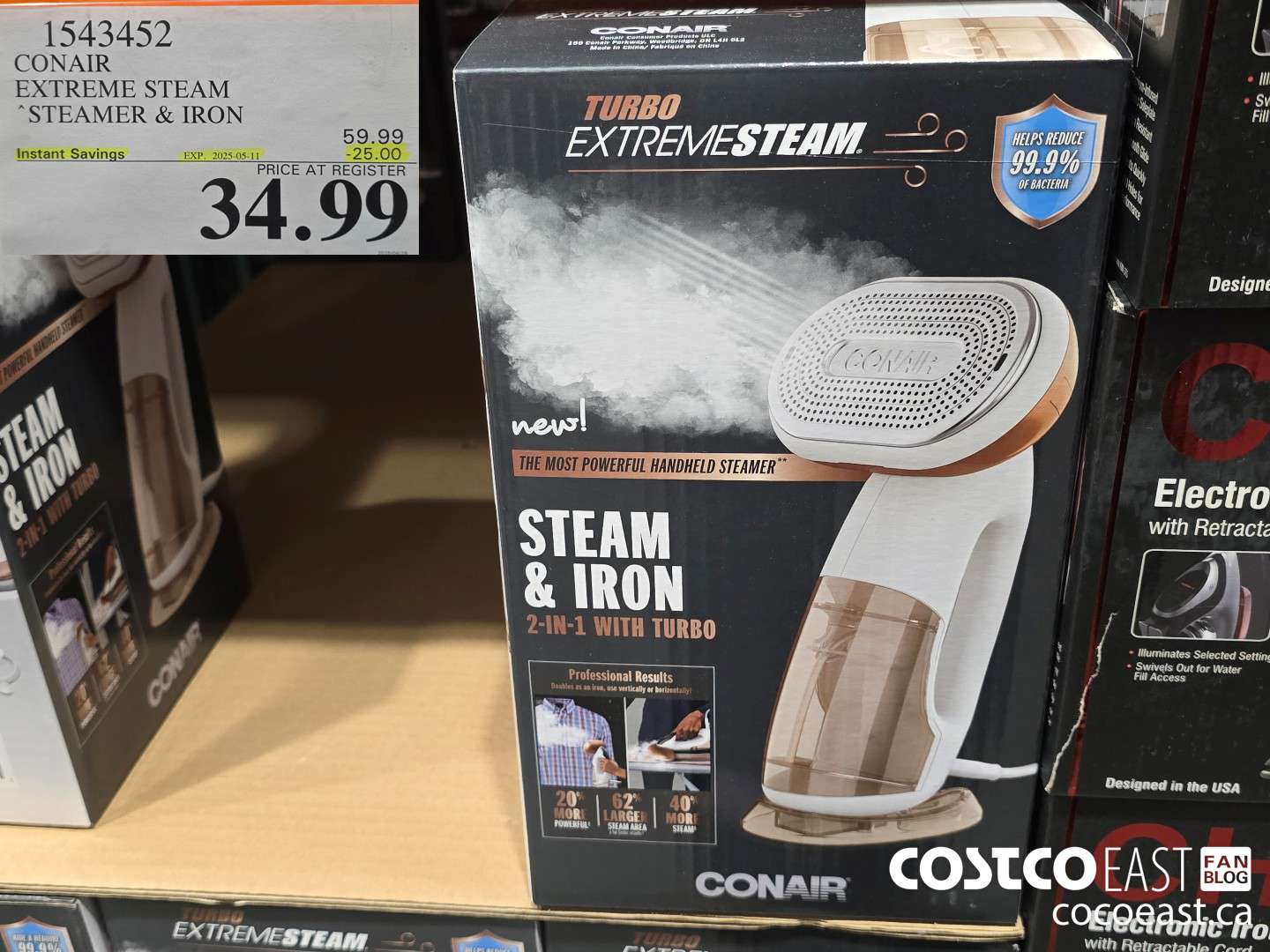 1543452 CONAIR EXTREME STEAM STEAMER & IRON ($25.00 INSTANT SAVINGS EXPIRES ON 2025-05-11) $34.99