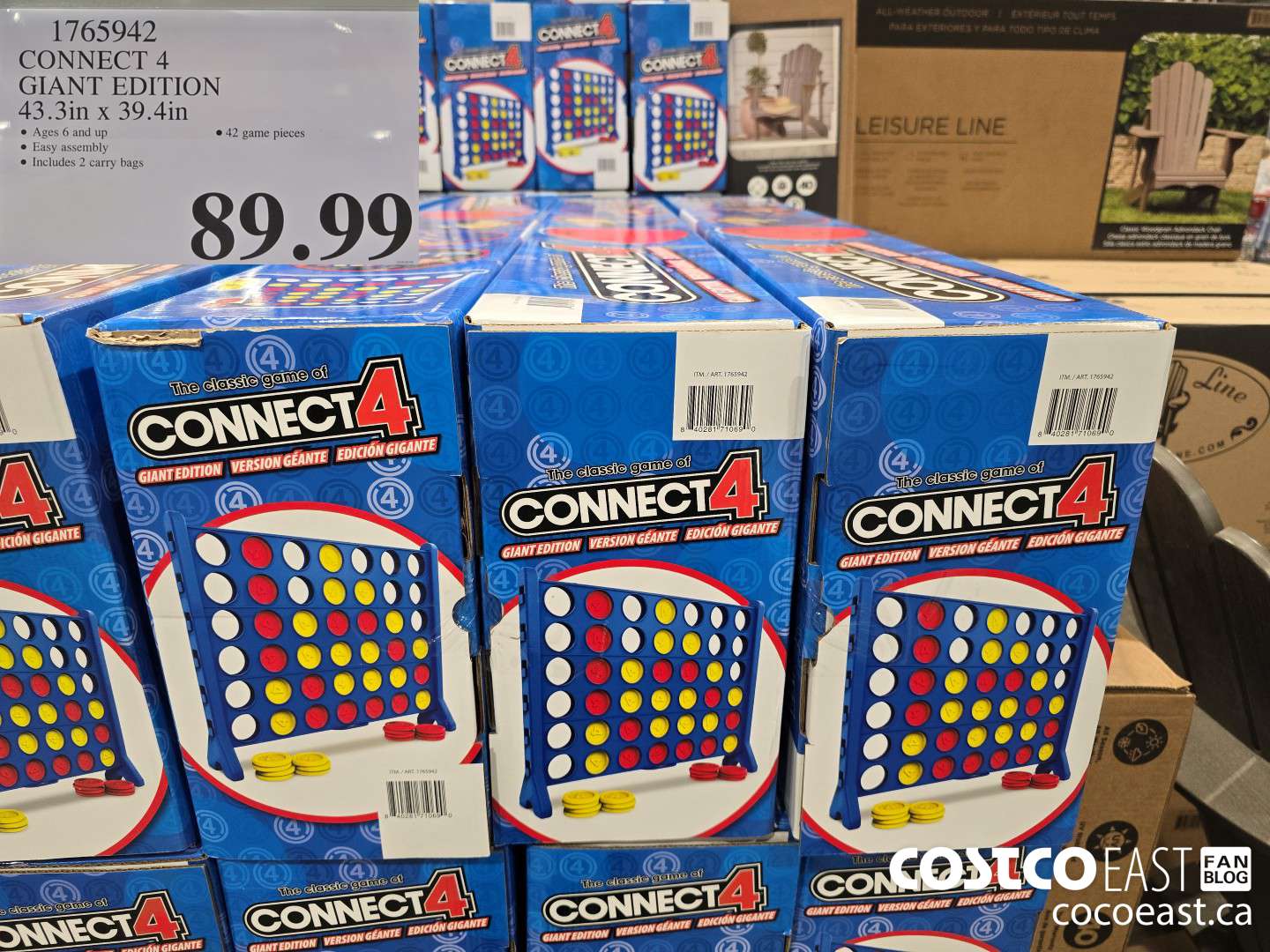 1765942 CONNECT 4 GIANT EDITION 43.3 IN X 39.4IN $89.99