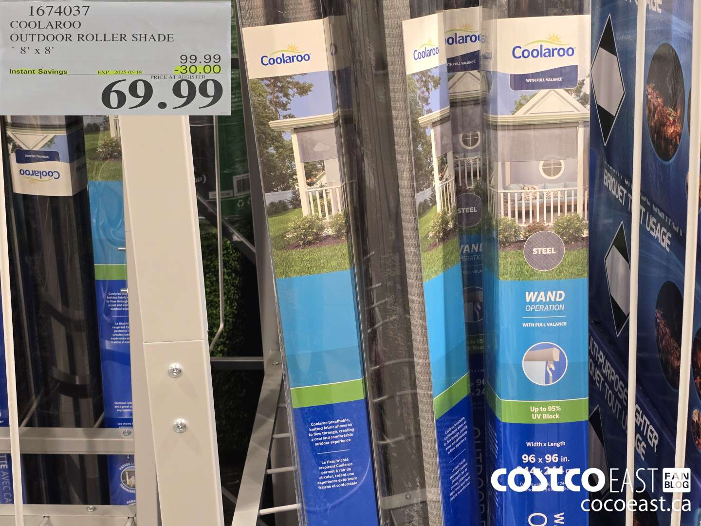 1674037 COOLAROO OUTDOOR ROLLER SHADE 8' X 8' ($30.00 INSTANT SAVINGS EXPIRES ON 2025-05-18) $69.99