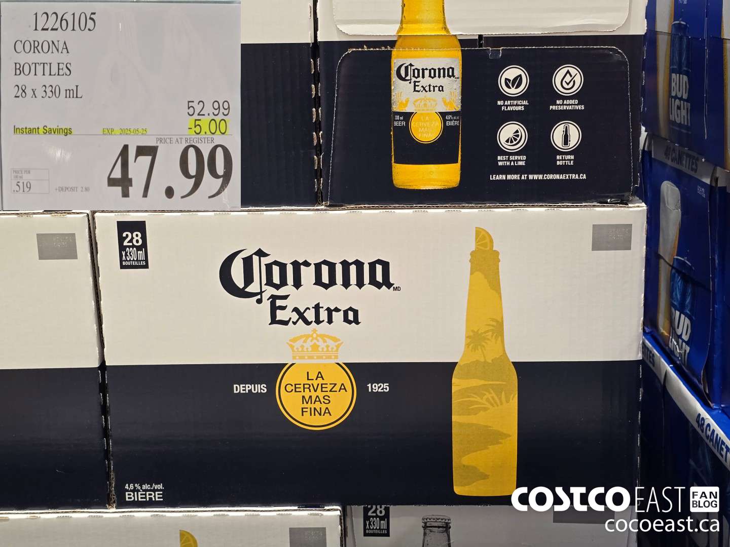 1226105 CORONA BOTTLES 28 x 330 mL ($5.00 INSTANT SAVINGS EXPIRES ON 2025-05-25) $47.99