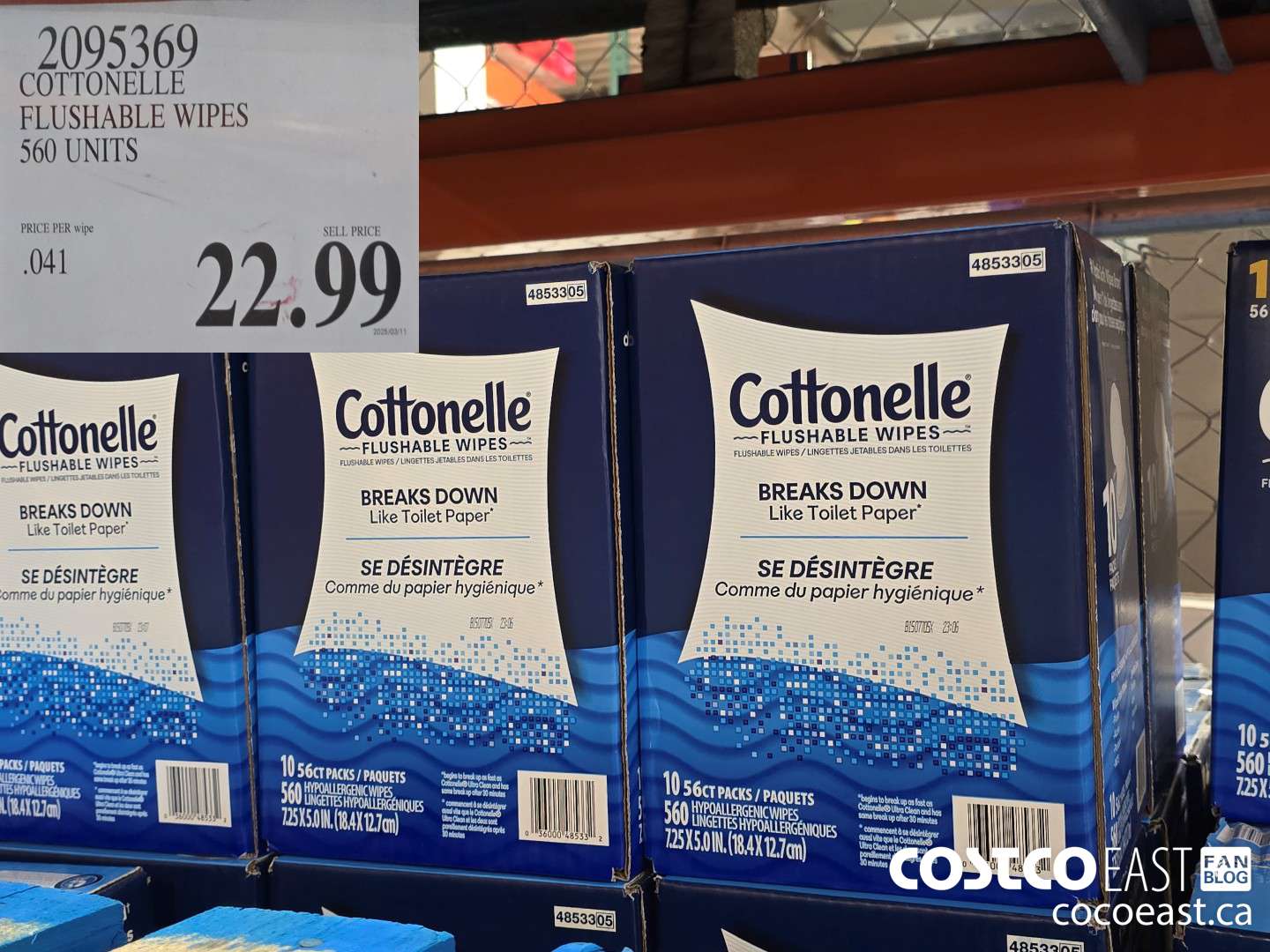 2095369 COTTONELLE FLUSHABLE WIPES 560 units $22.99