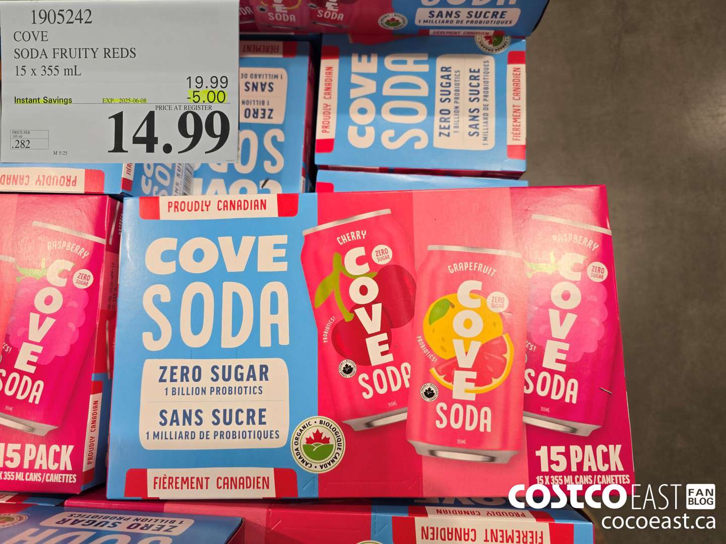 1905242 COVE SODA FRUITY REDS 15 X 355 ML ($5.00 INSTANT SAVINGS EXPIRES ON 2025-06-08) $14.99