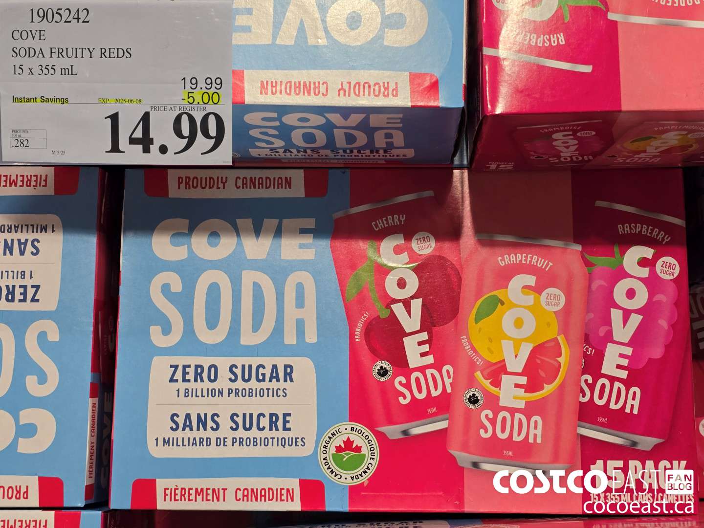 1905242 COVE SODA FRUITY REDS 15 X 355 ML ($5.00 INSTANT SAVINGS EXPIRES ON 2025-06-08) $14.99